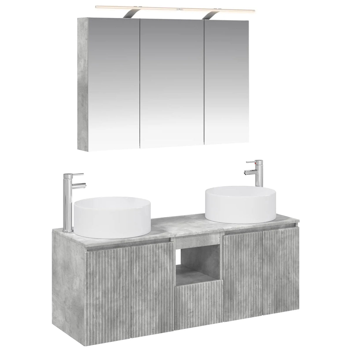 vidaXL Badeværelsesskabsæt 4 pcs Betongrå 100 x 14,5 x 70 cm