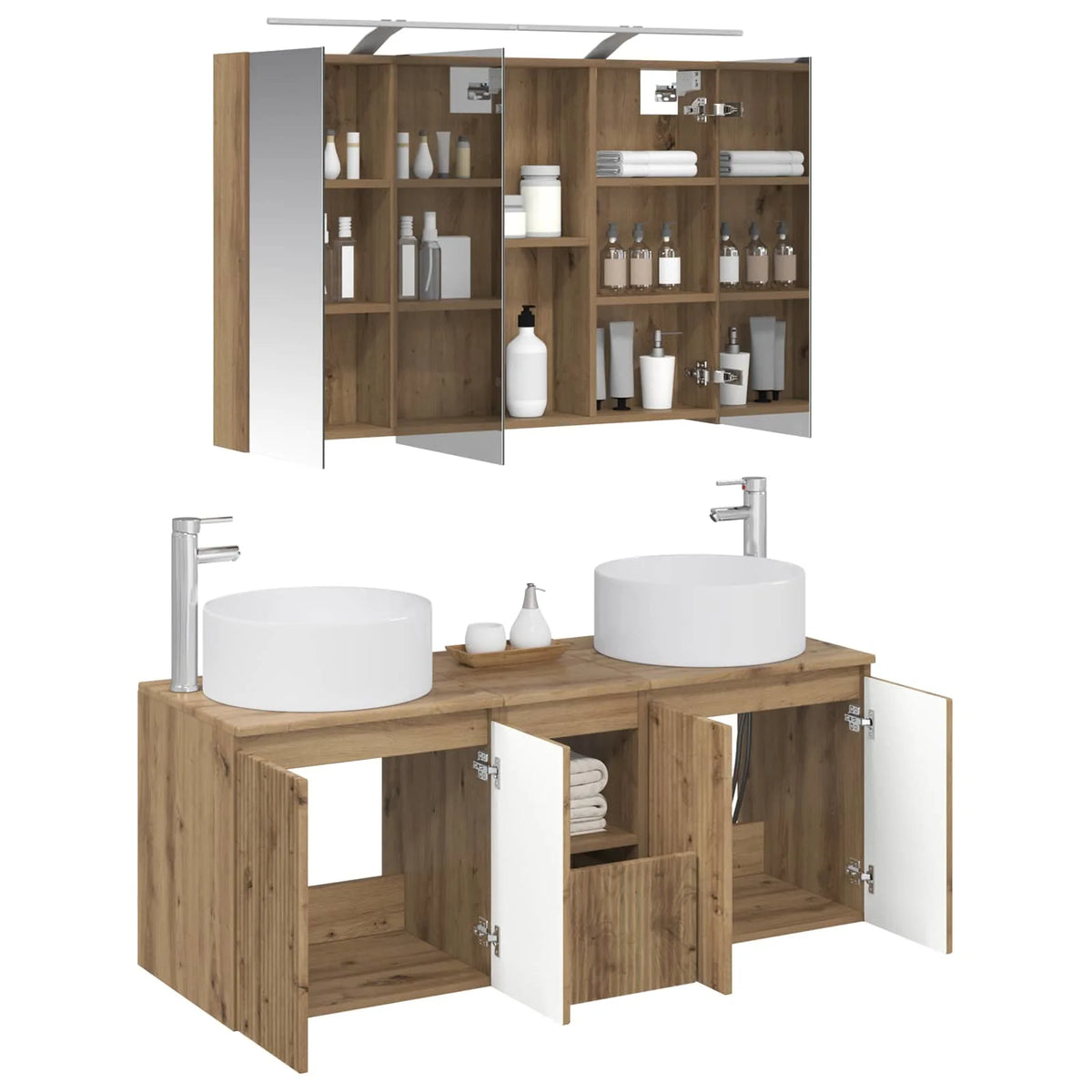 vidaXL Badeværelsesskabsæt 4 pcs Artisan-eg 100 x 14,5 x 70 cm