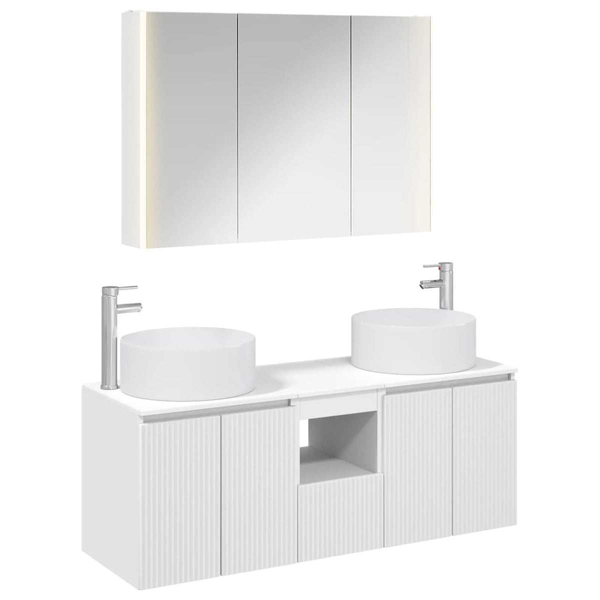 vidaXL Badeværelsesskabsæt 4 pcs Hvid 103,5 x 15,5 x 70 cm