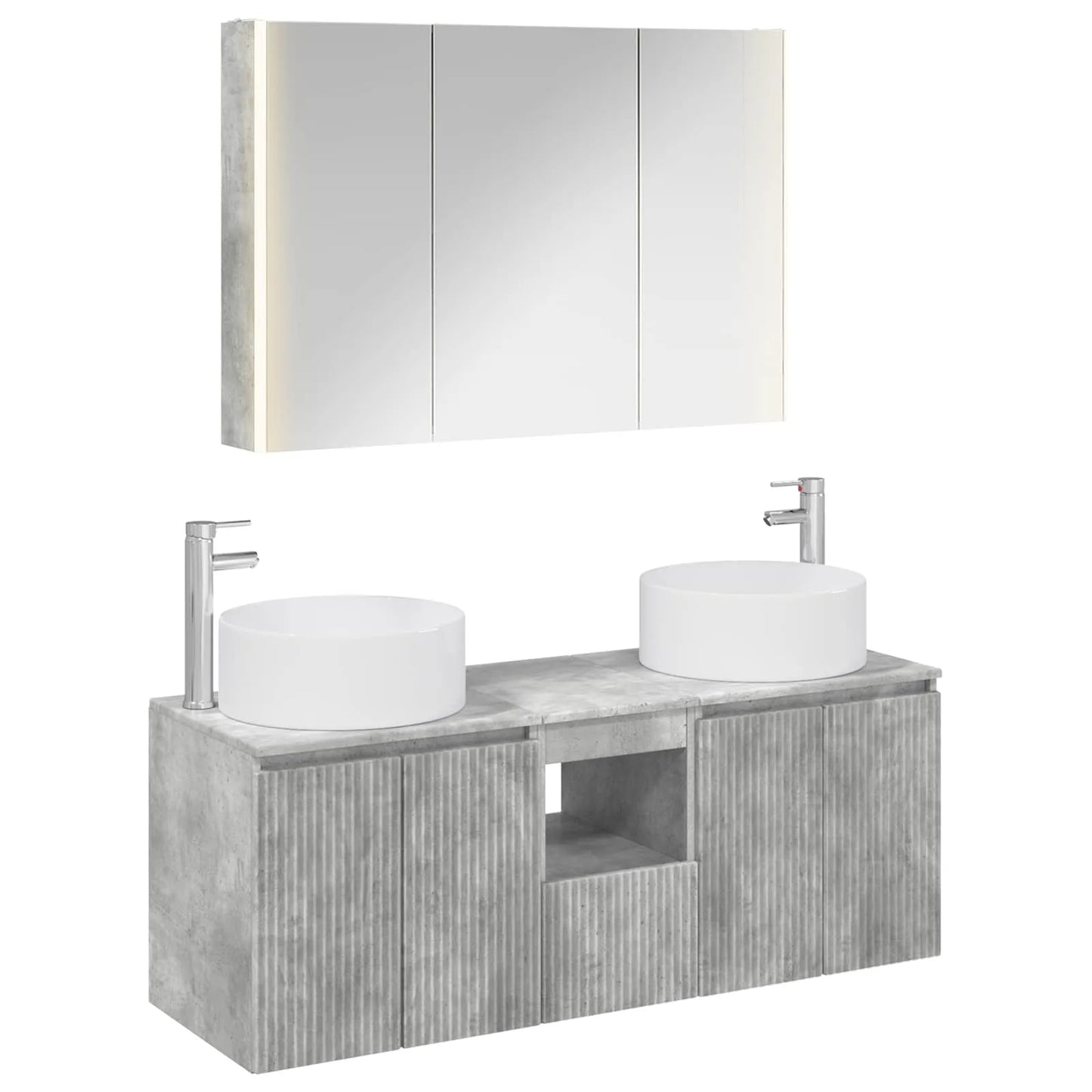 vidaXL Badeværelsesskabsæt 4 pcs Betongrå 103,5 x 15,5 x 70 cm