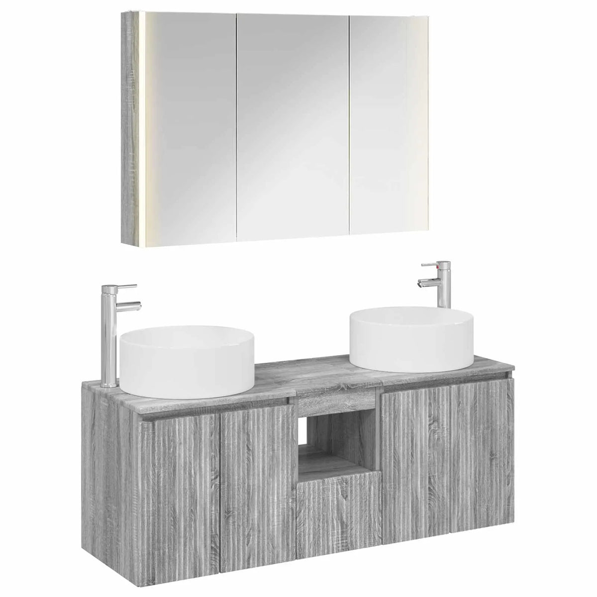 vidaXL Badeværelsesskabsæt 4 pcs Grå Sonoma 103,5 x 15,5 x 70 cm