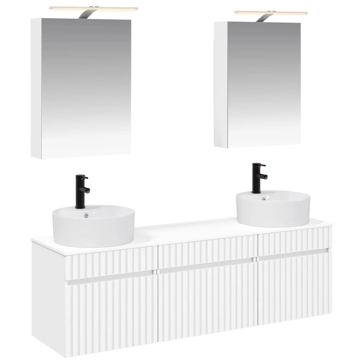vidaXL Badeværelsesskabsæt 5 pcs Hvid 50 x 14,5 x 70 cm
