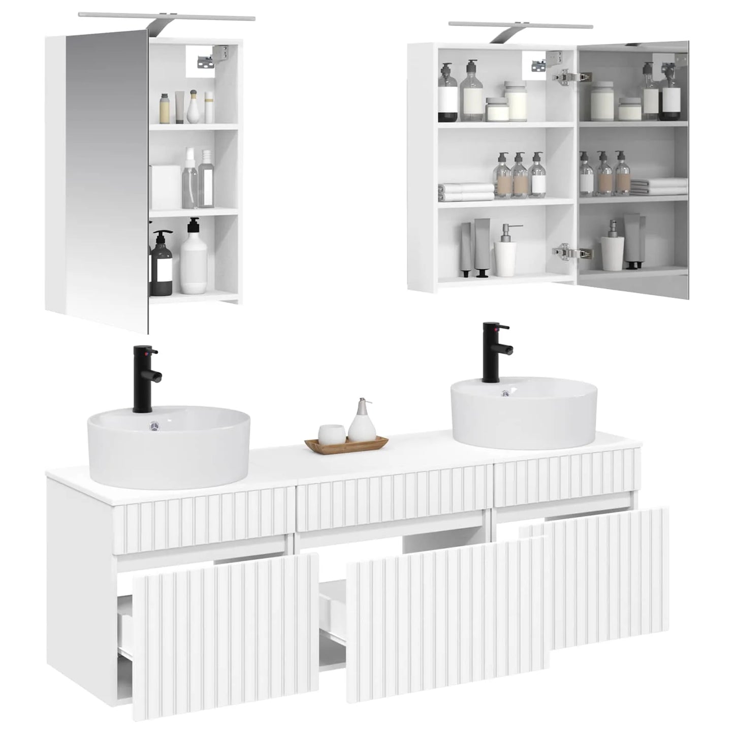 vidaXL Badeværelsesskabsæt 5 pcs Hvid 50 x 14,5 x 70 cm