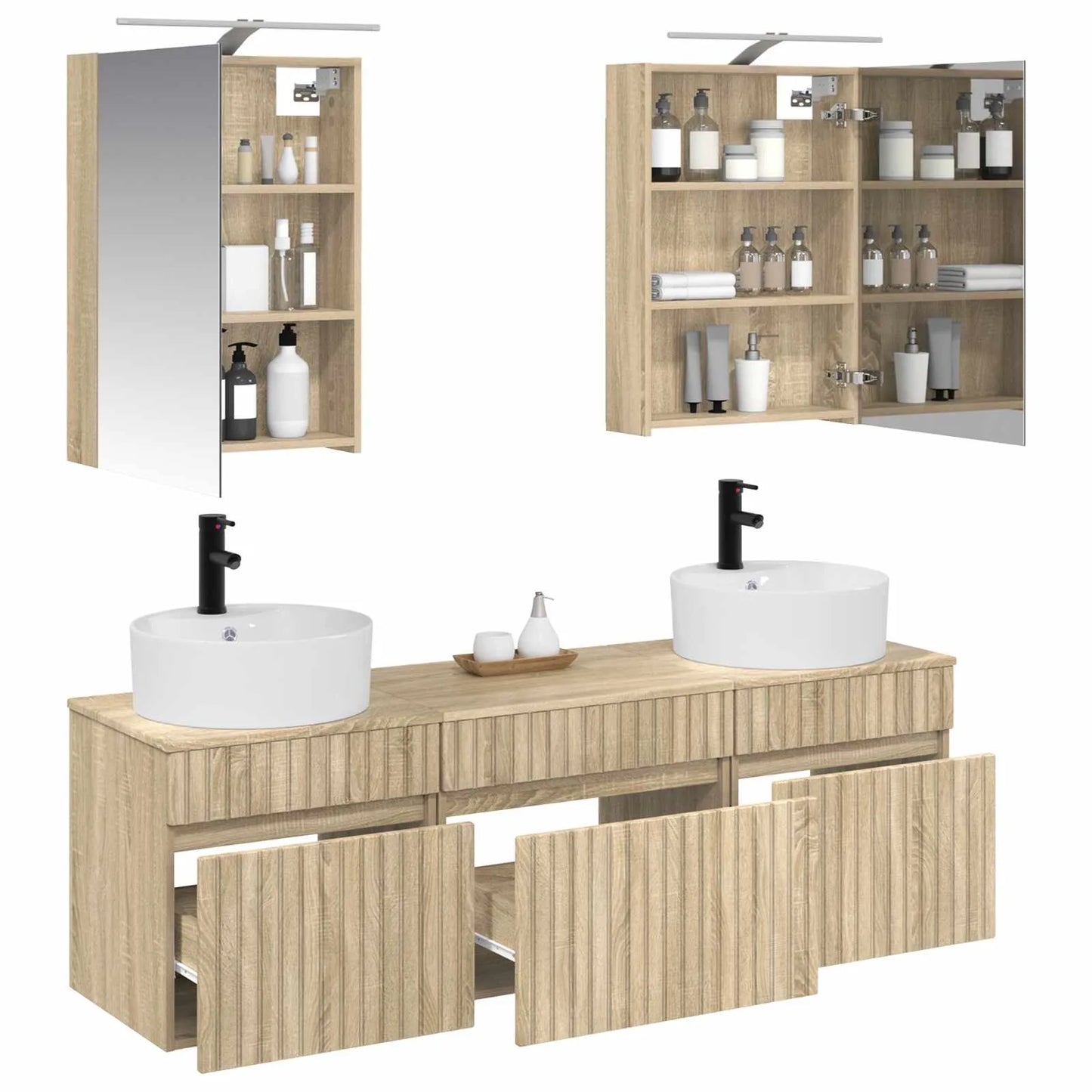 vidaXL Badeværelsesskabsæt 5 pcs Sonoma-eg 50 x 14,5 x 70 cm