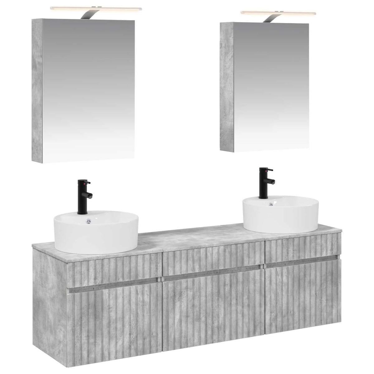 vidaXL Badeværelsesskabsæt 5 pcs Betongrå 50 x 14,5 x 70 cm