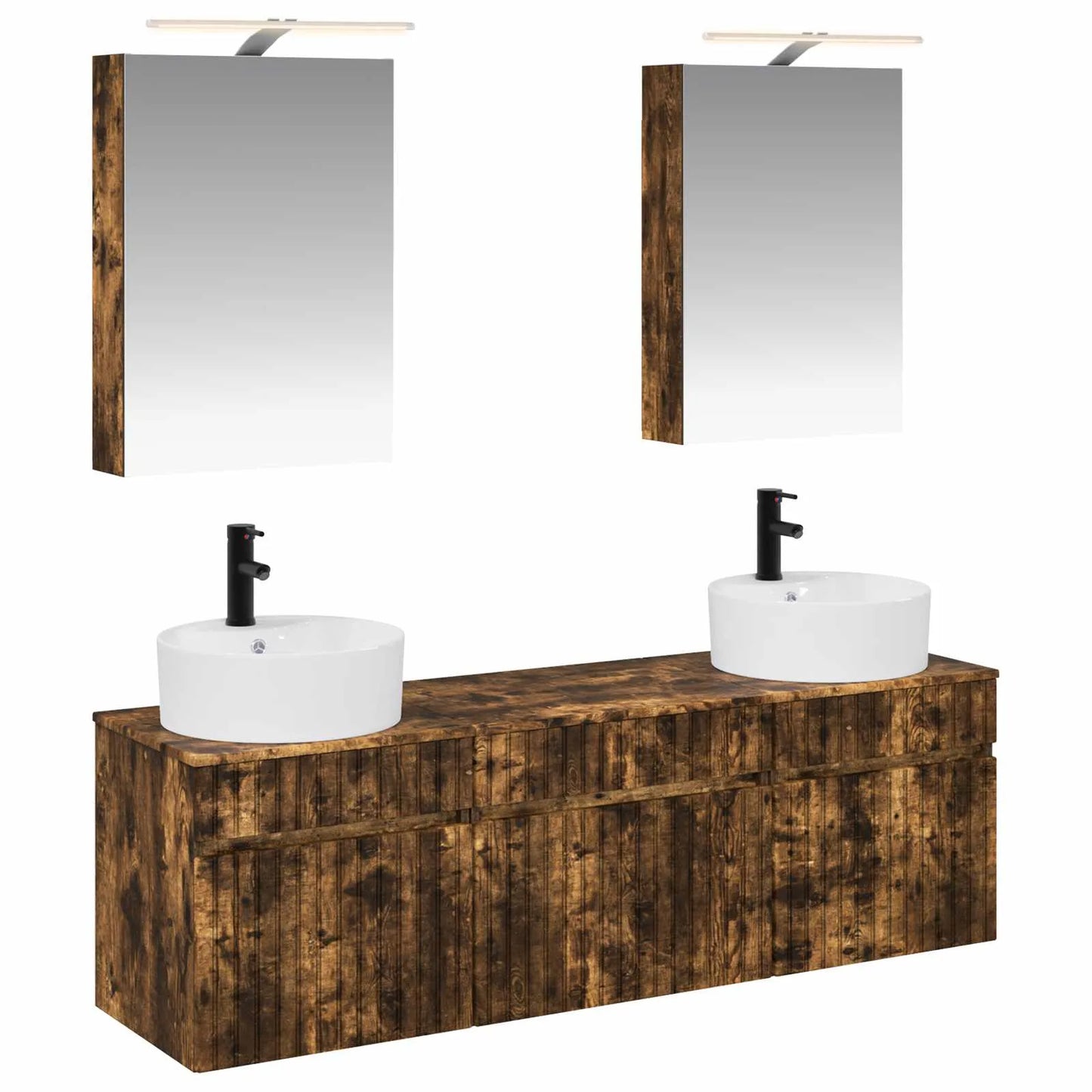vidaXL Badeværelsesskabsæt 5 pcs Røget eg 50 x 14,5 x 70 cm