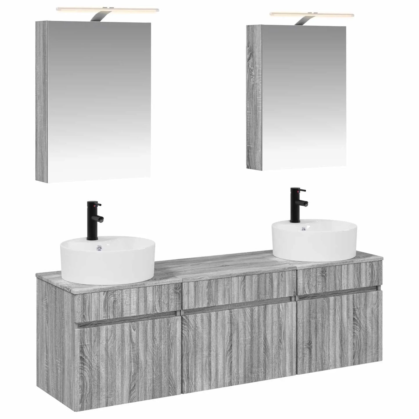 vidaXL Badeværelsesskabsæt 5 pcs Grå Sonoma 50 x 14,5 x 70 cm