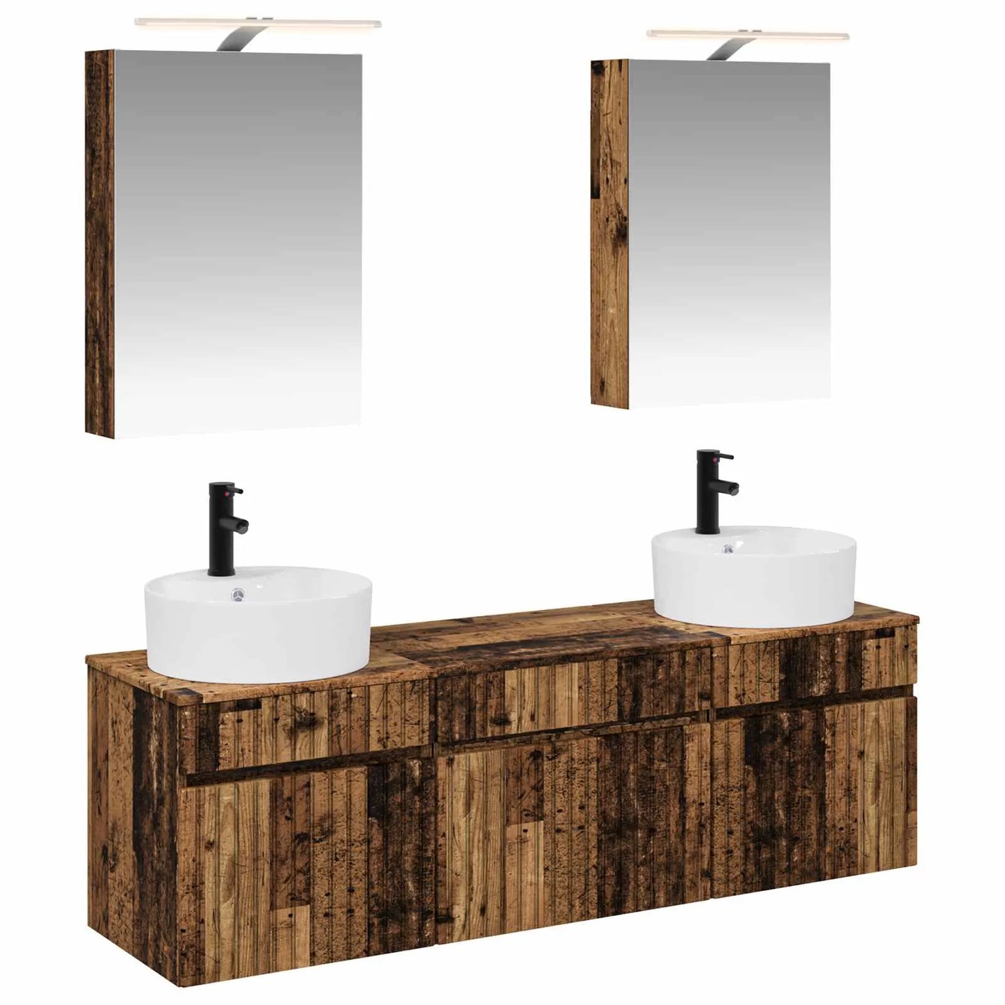 vidaXL Badeværelsesskabsæt 5 pcs Gammelt træ 50 x 14,5 x 70 cm
