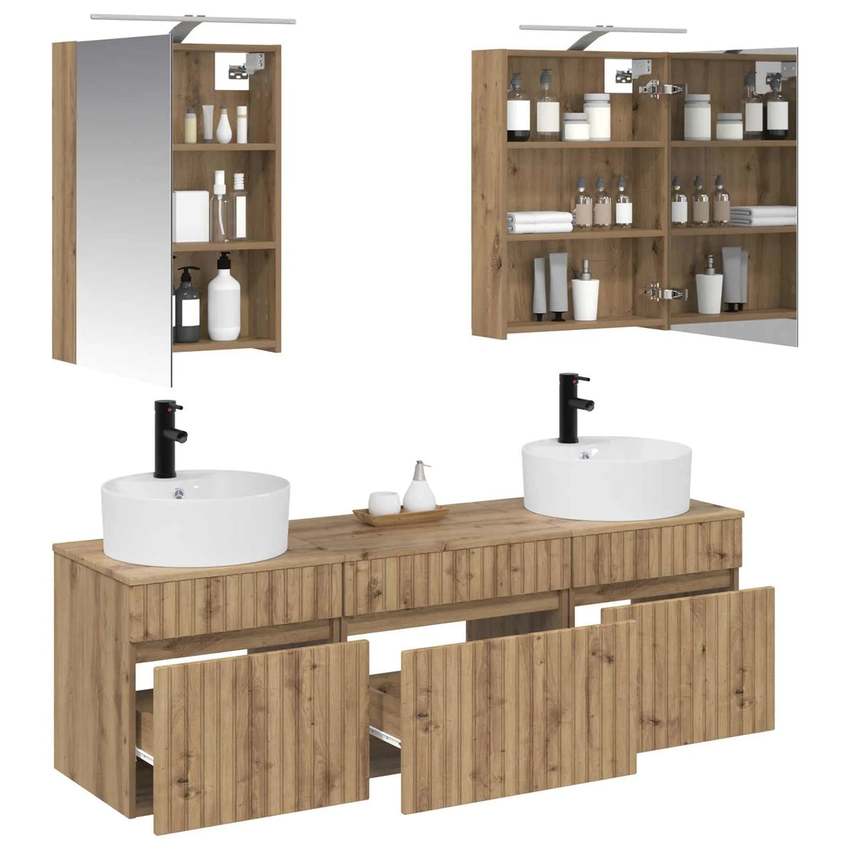 vidaXL Badeværelsesskabsæt 5 pcs Artisan-eg 50 x 14,5 x 70 cm