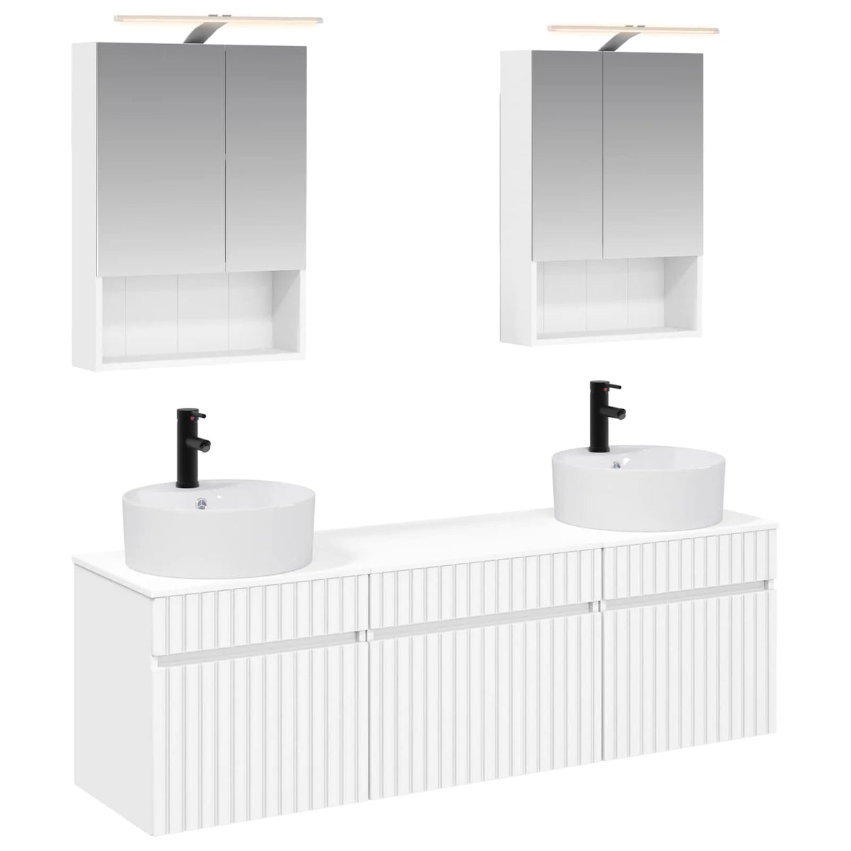 vidaXL Badeværelsesskabsæt 5 pcs Hvid 50 x 14,5 x 70 cm