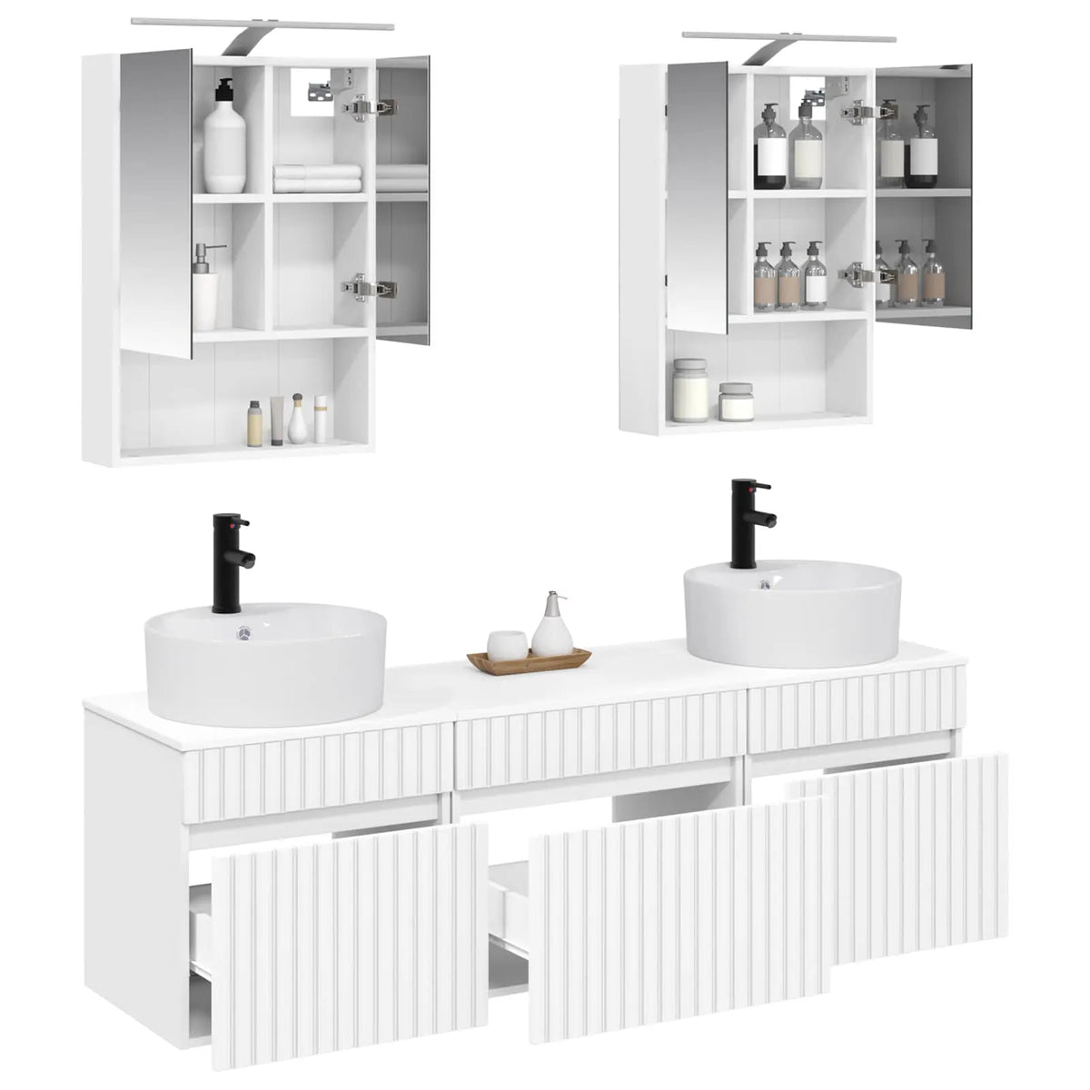 vidaXL Badeværelsesskabsæt 5 pcs Hvid 50 x 14,5 x 70 cm
