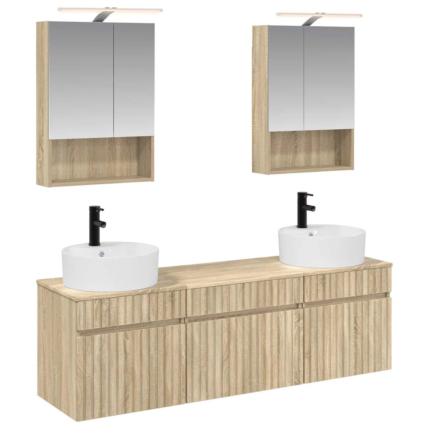vidaXL Badeværelsesskabsæt 5 pcs Sonoma-eg 50 x 14,5 x 70 cm