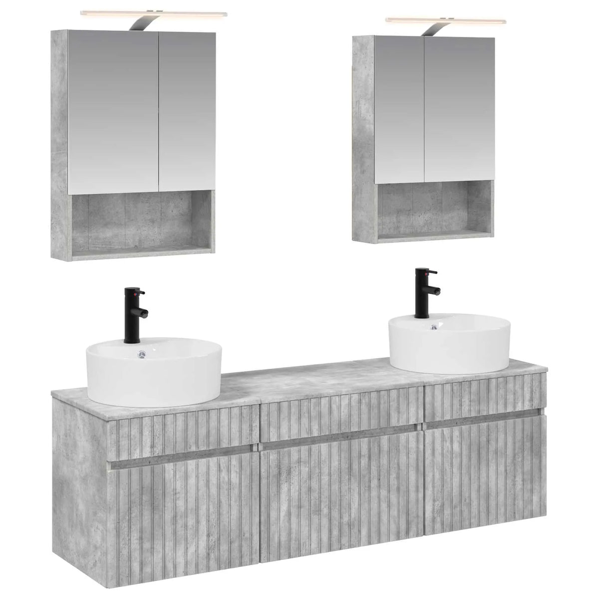 vidaXL Badeværelsesskabsæt 5 pcs Betongrå 50 x 14,5 x 70 cm
