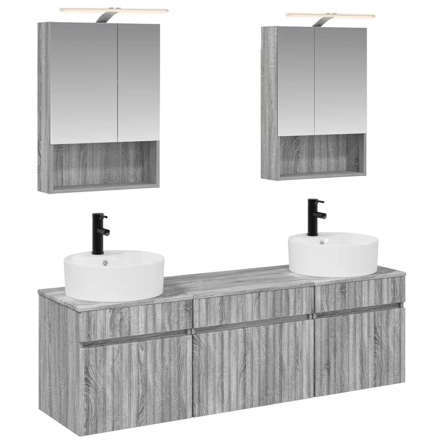 vidaXL Badeværelsesskabsæt 5 pcs Grå Sonoma 50 x 14,5 x 70 cm