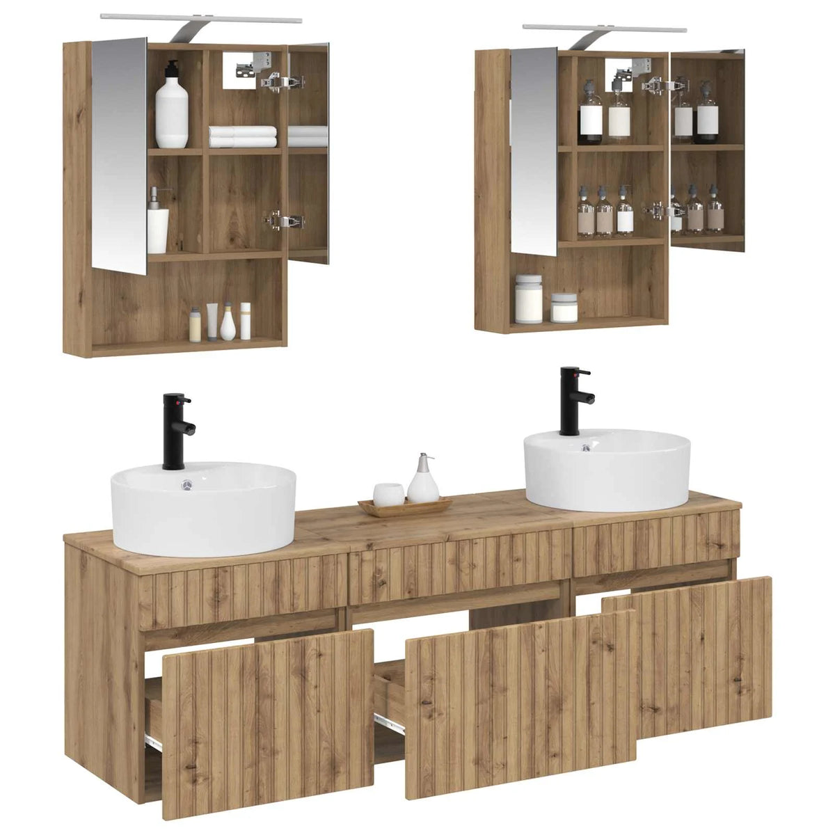 vidaXL Badeværelsesskabsæt 5 pcs Artisan-eg 50 x 14,5 x 70 cm