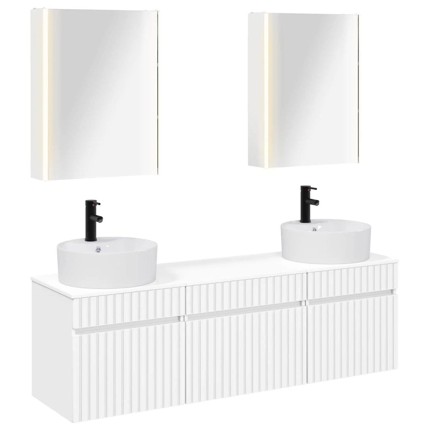 vidaXL Badeværelsesskabsæt 5 pcs Hvid 53 x 15,5 x 70 cm