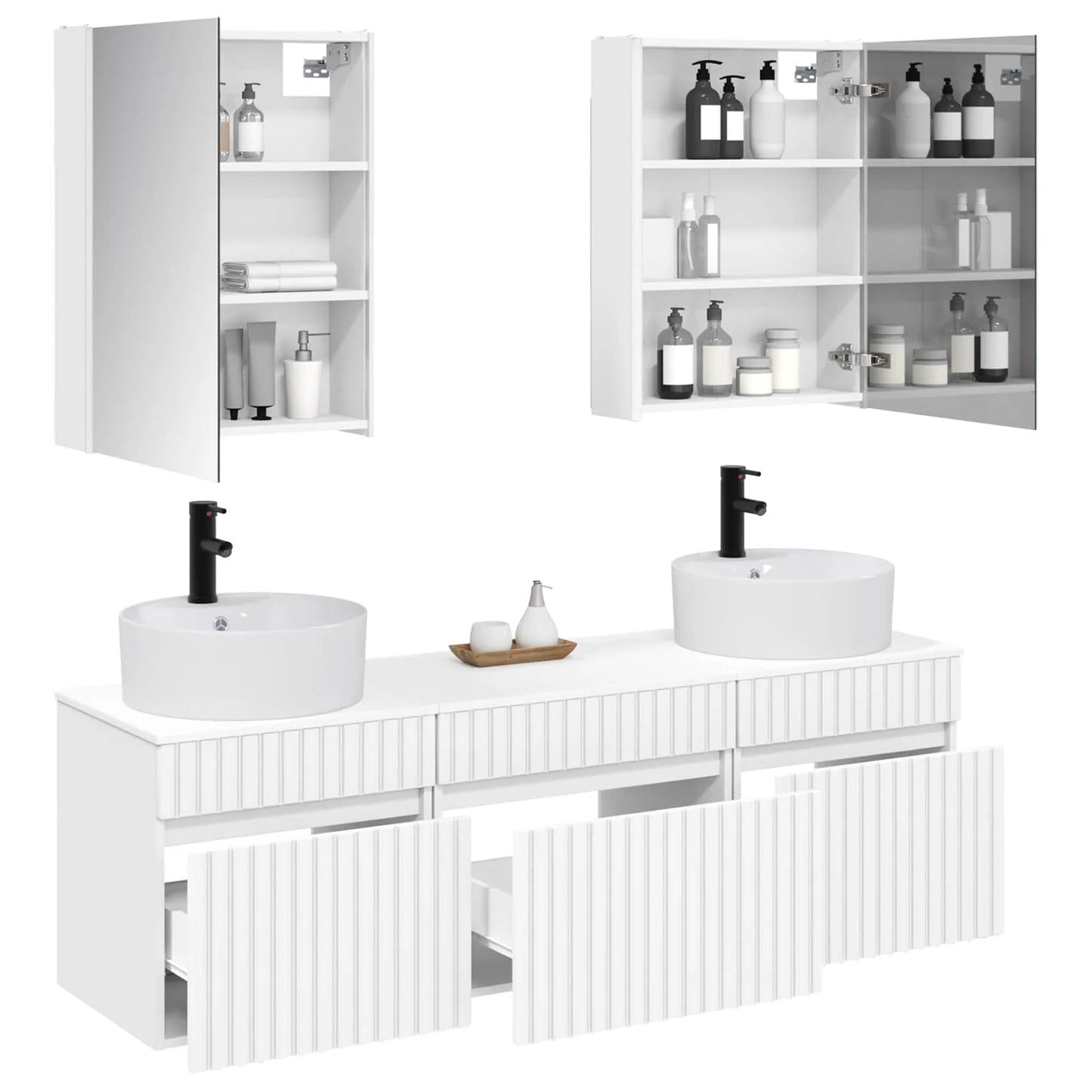 vidaXL Badeværelsesskabsæt 5 pcs Hvid 53 x 15,5 x 70 cm