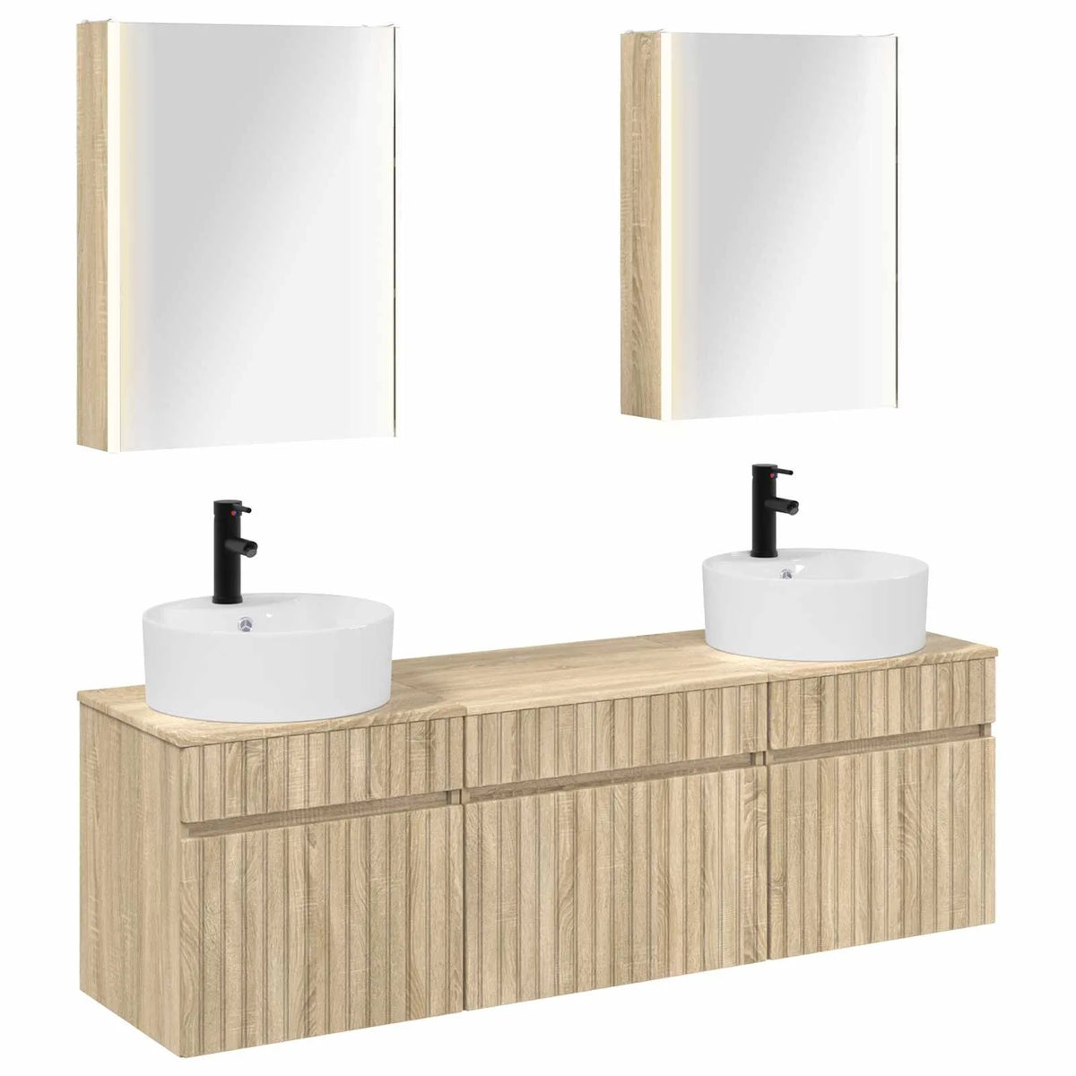 vidaXL Badeværelsesskabsæt 5 pcs Sonoma-eg 53 x 15,5 x 70 cm