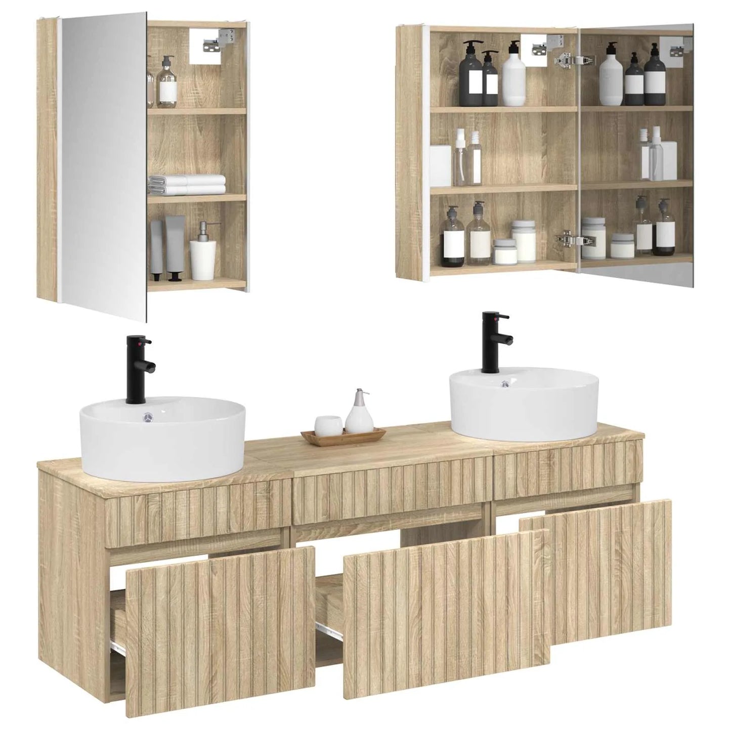 vidaXL Badeværelsesskabsæt 5 pcs Sonoma-eg 53 x 15,5 x 70 cm