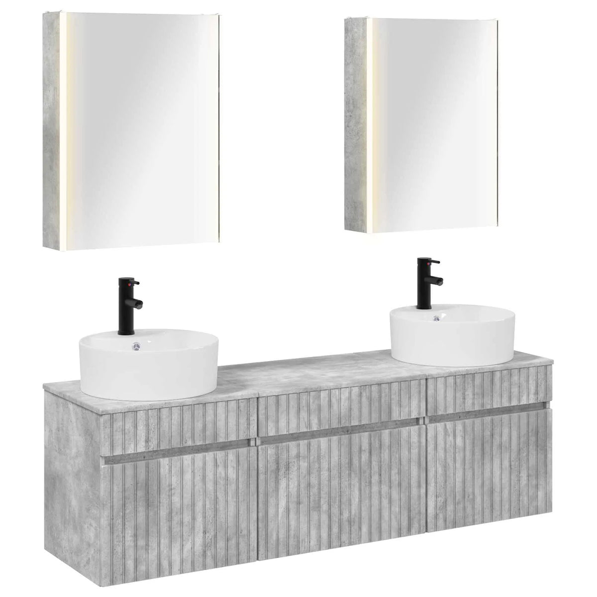 vidaXL Badeværelsesskabsæt 5 pcs Betongrå 53 x 15,5 x 70 cm