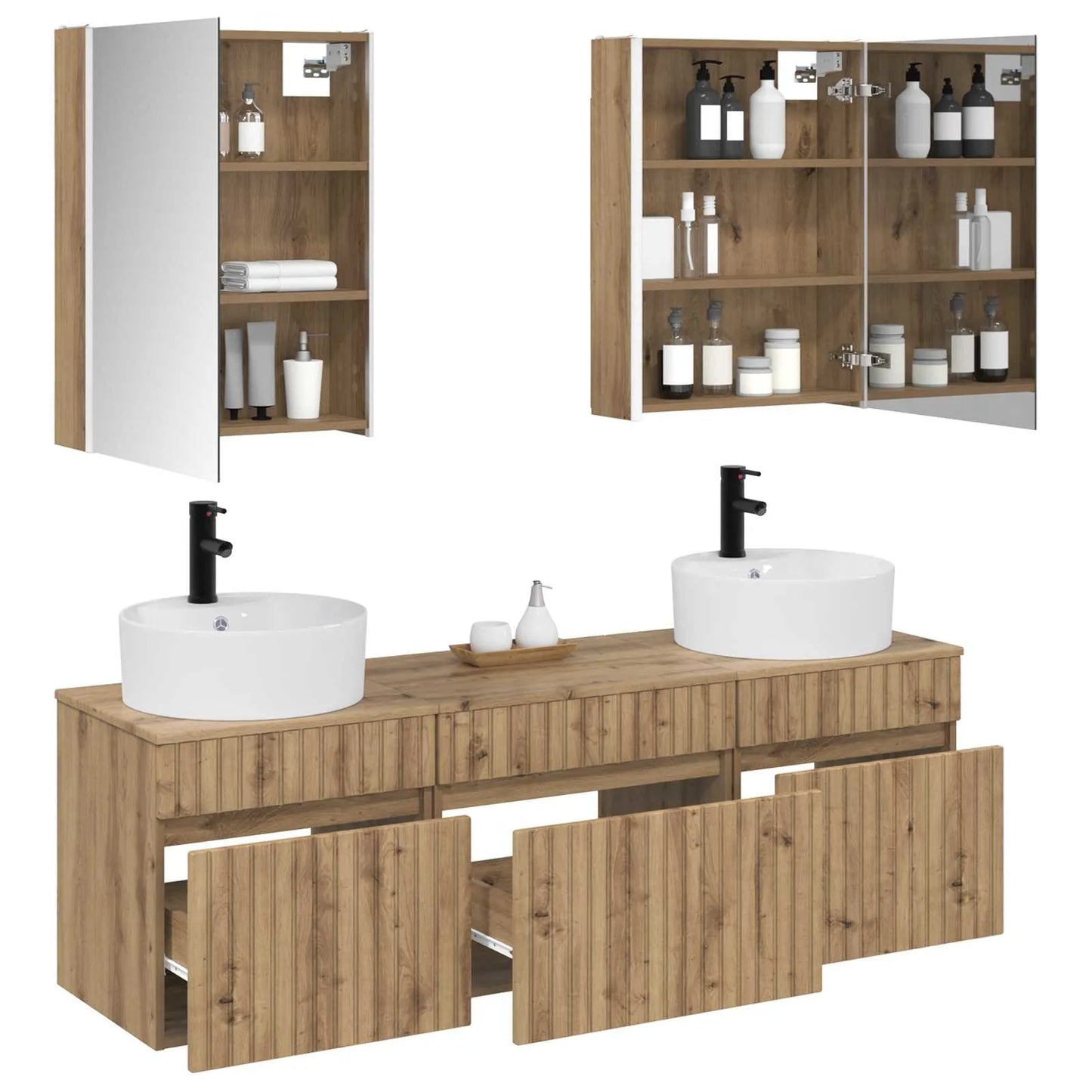 vidaXL Badeværelsesskabsæt 5 pcs Artisan-eg 53 x 15,5 x 70 cm