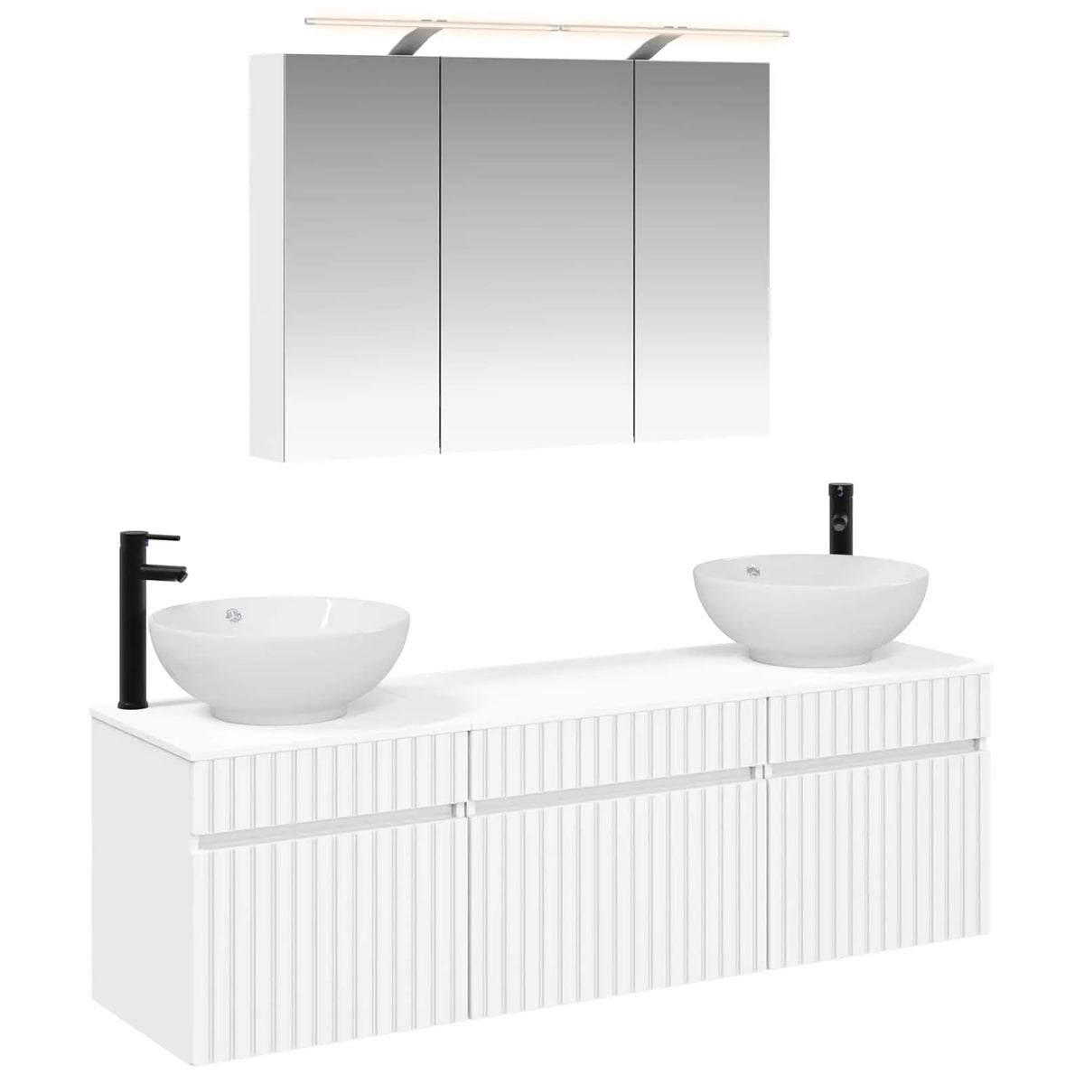 vidaXL Badeværelsesskabsæt 4 pcs Hvid 100 x 14,5 x 70 cm