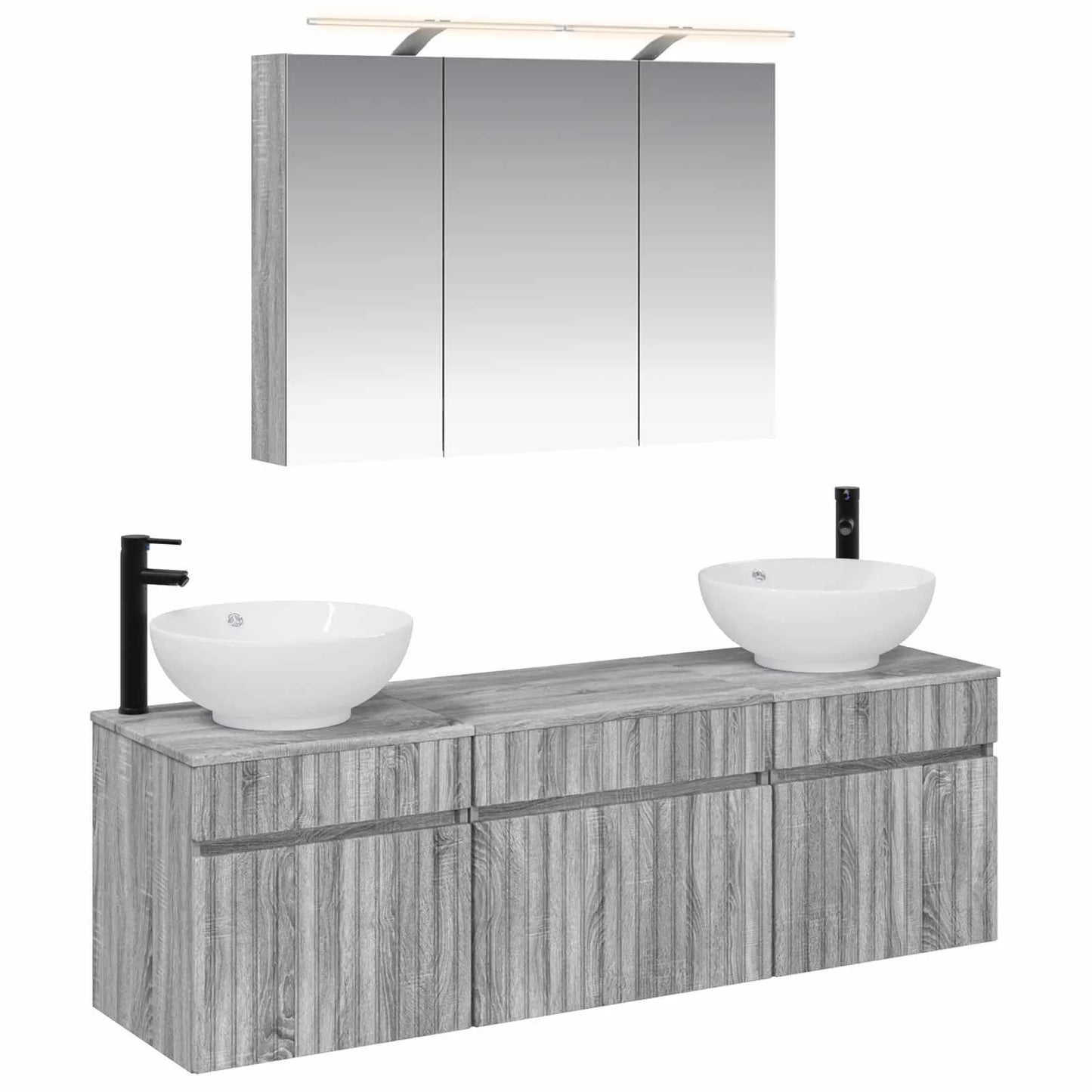 vidaXL Badeværelsesskabsæt 4 pcs Grå Sonoma 100 x 14,5 x 70 cm