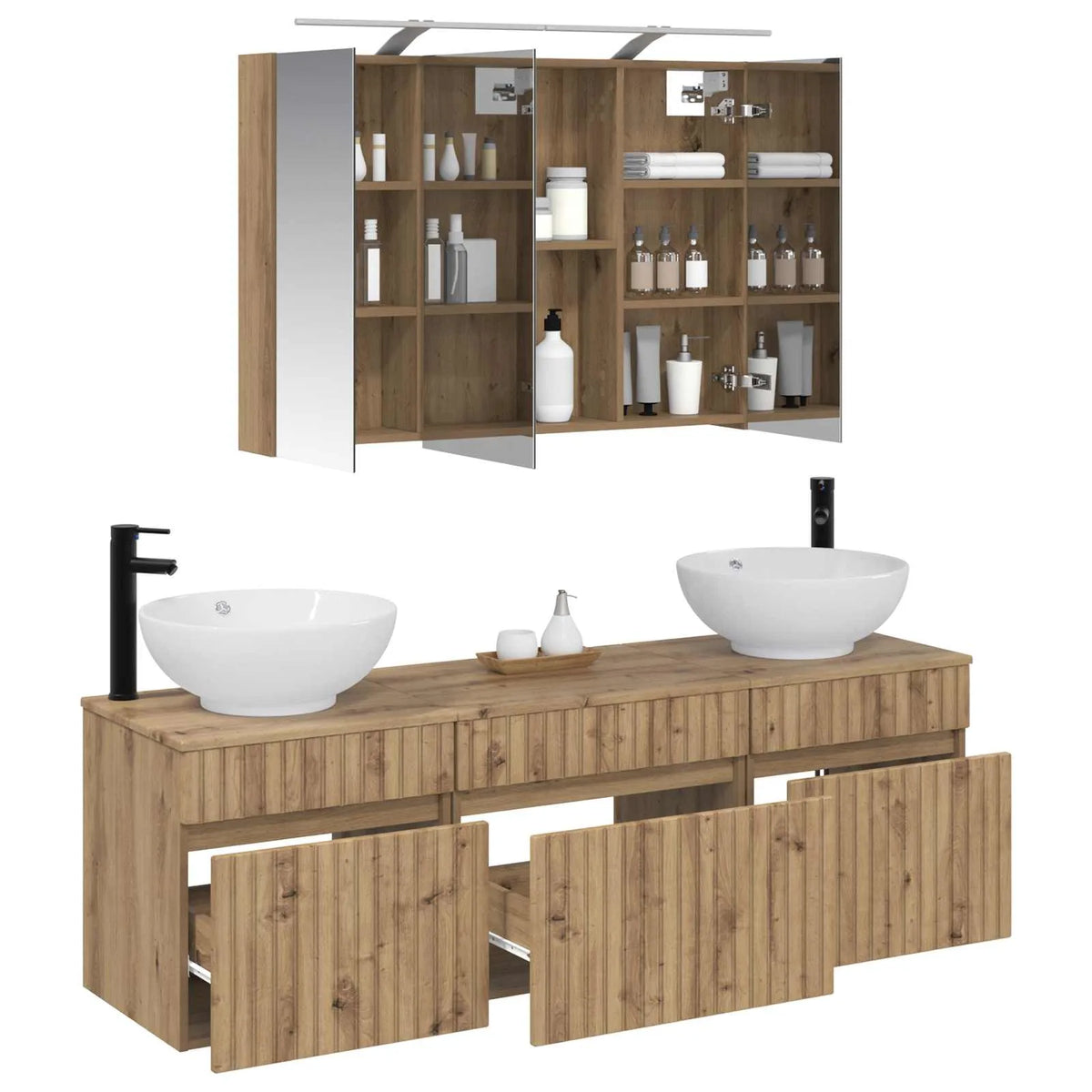 vidaXL Badeværelsesskabsæt 4 pcs Artisan-eg 100 x 14,5 x 70 cm