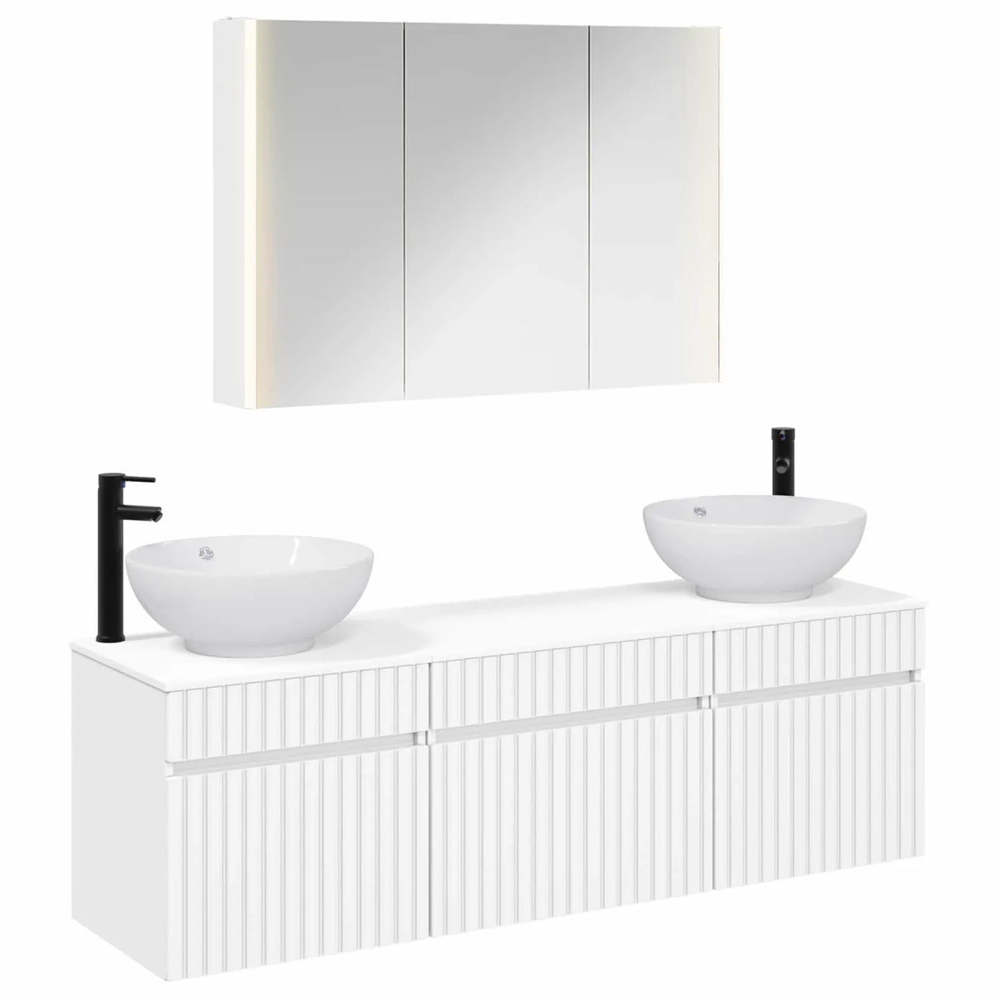 vidaXL Badeværelsesskabsæt 4 pcs Hvid 103,5 x 15,5 x 70 cm