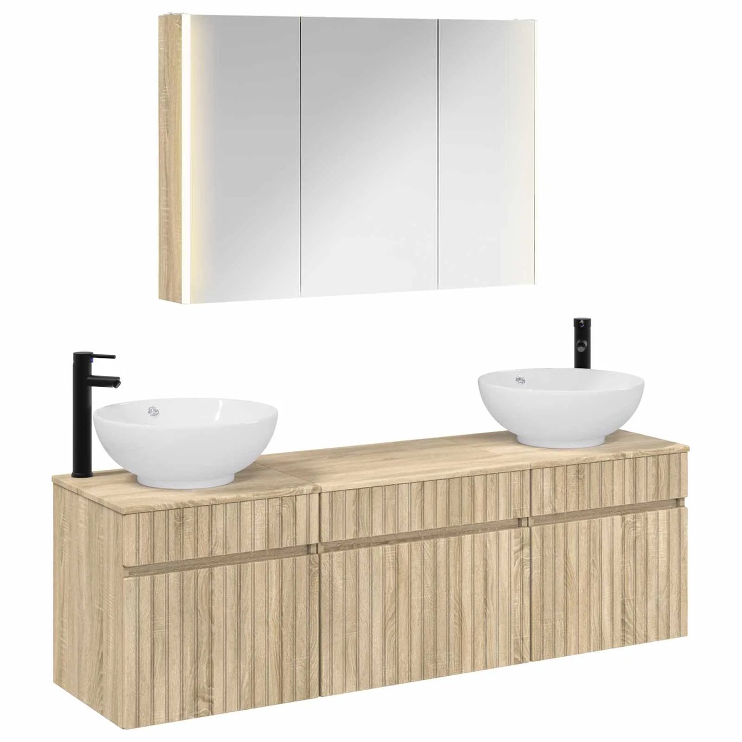 vidaXL Badeværelsesskabsæt 4 pcs Sonoma-eg 103,5 x 15,5 x 70 cm