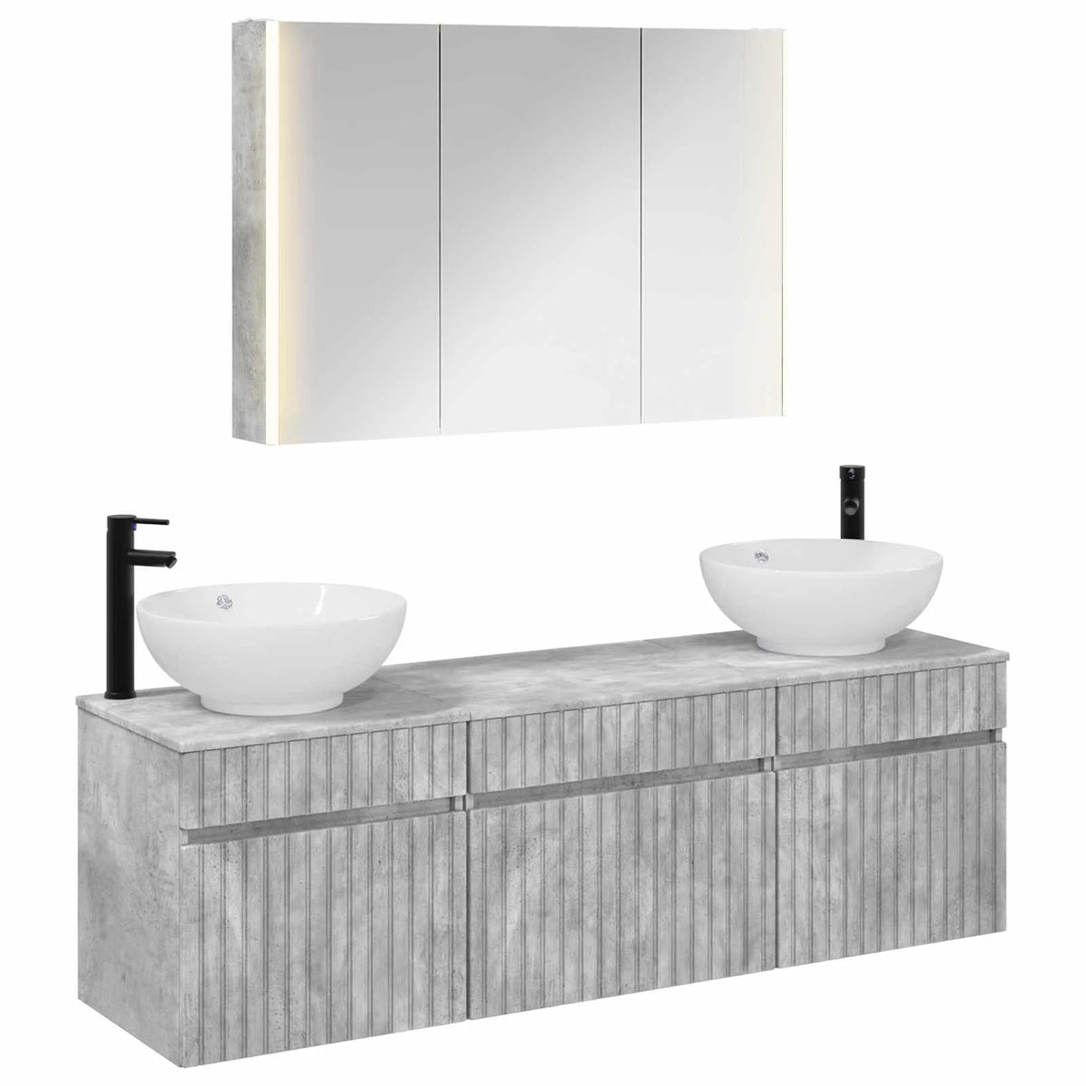 vidaXL Badeværelsesskabsæt 4 pcs Betongrå 103,5 x 15,5 x 70 cm
