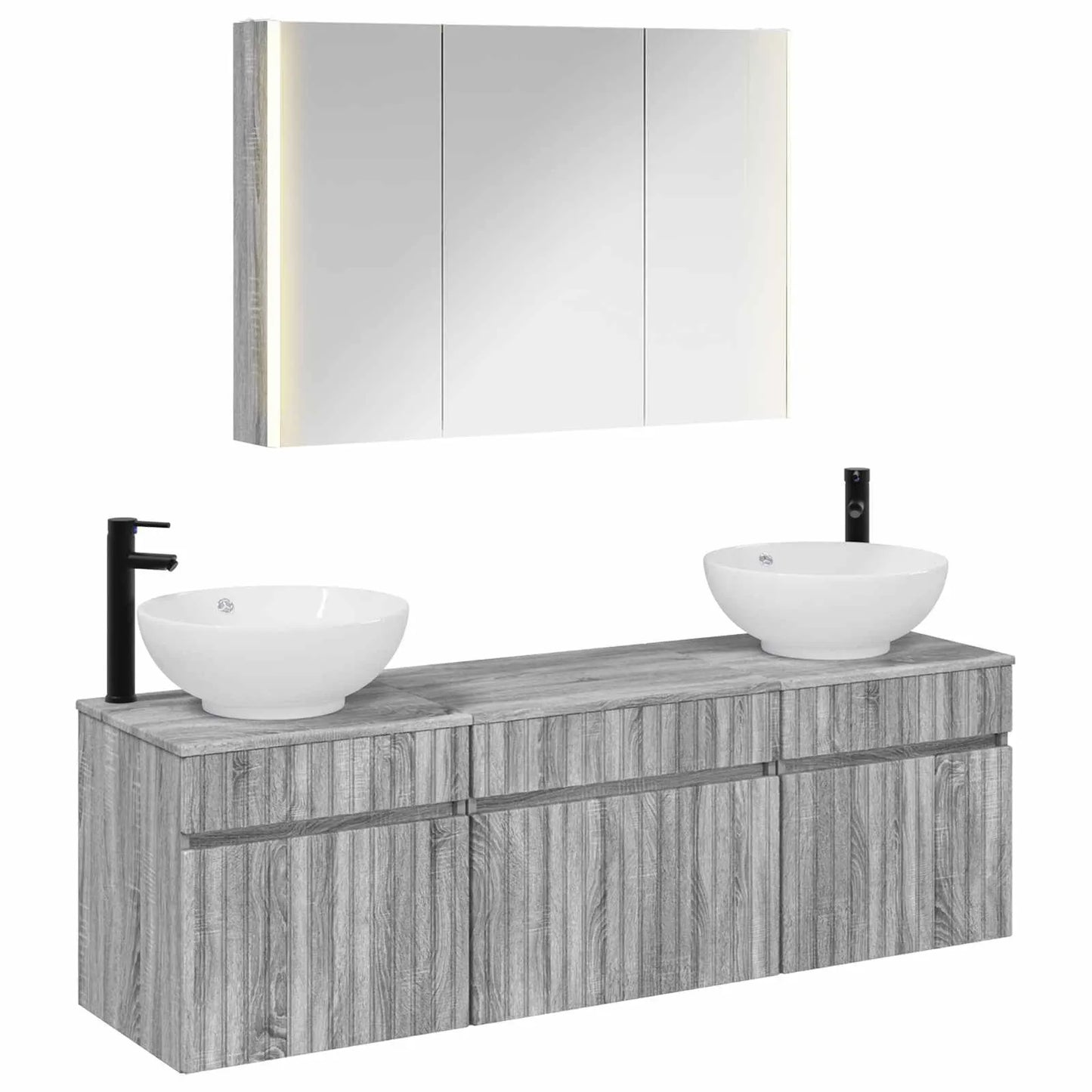 vidaXL Badeværelsesskabsæt 4 pcs Grå Sonoma 103,5 x 15,5 x 70 cm
