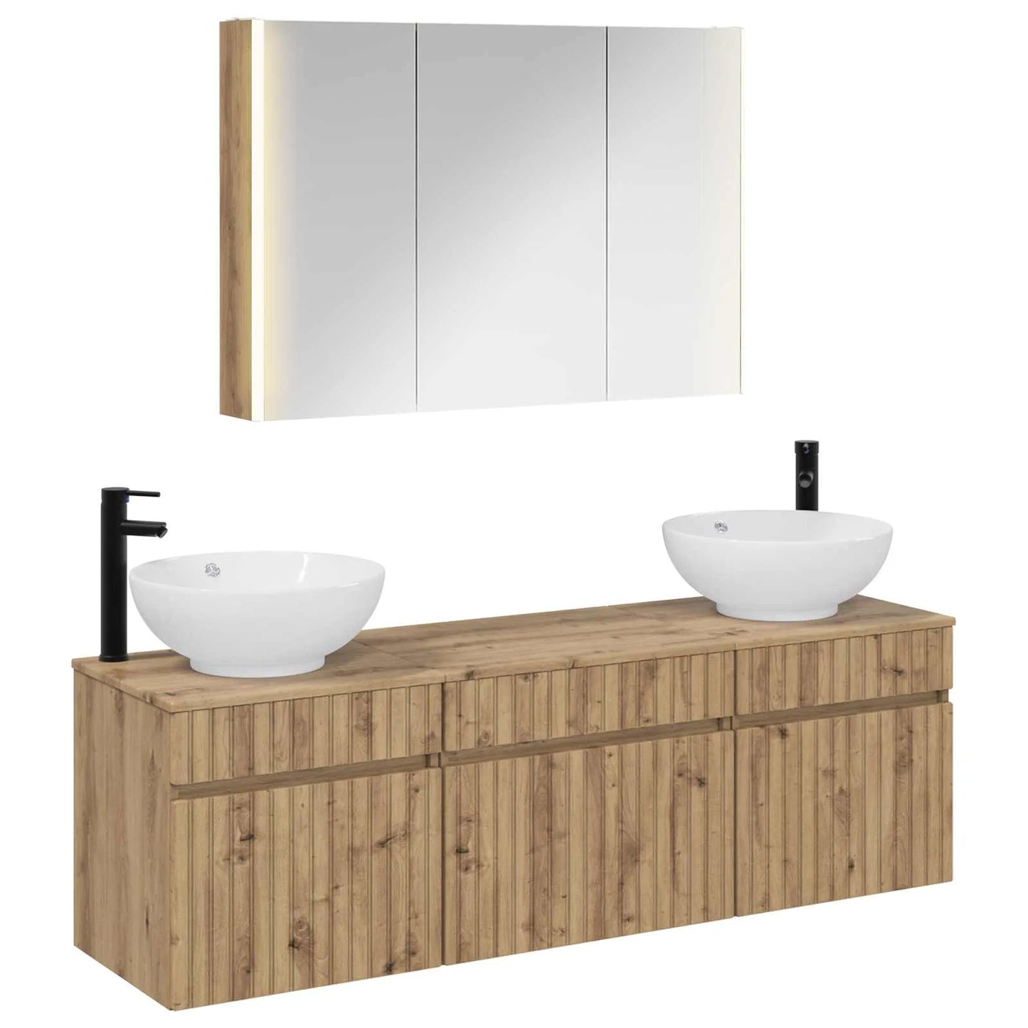 vidaXL Badeværelsesskabsæt 4 pcs Artisan-eg 103,5 x 15,5 x 70 cm