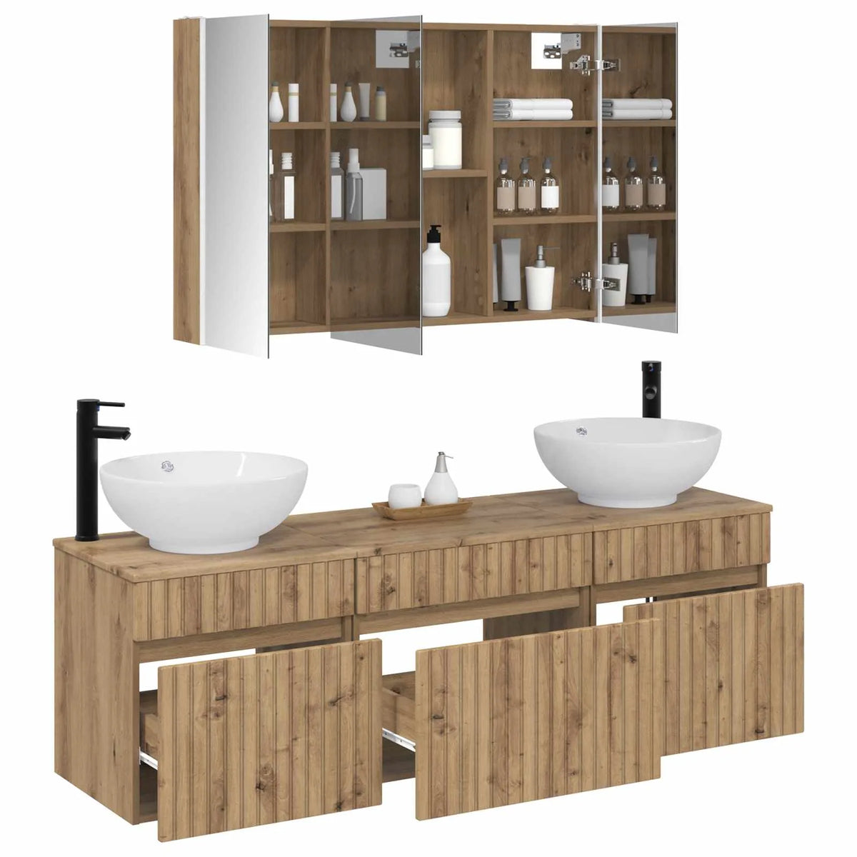 vidaXL Badeværelsesskabsæt 4 pcs Artisan-eg 103,5 x 15,5 x 70 cm