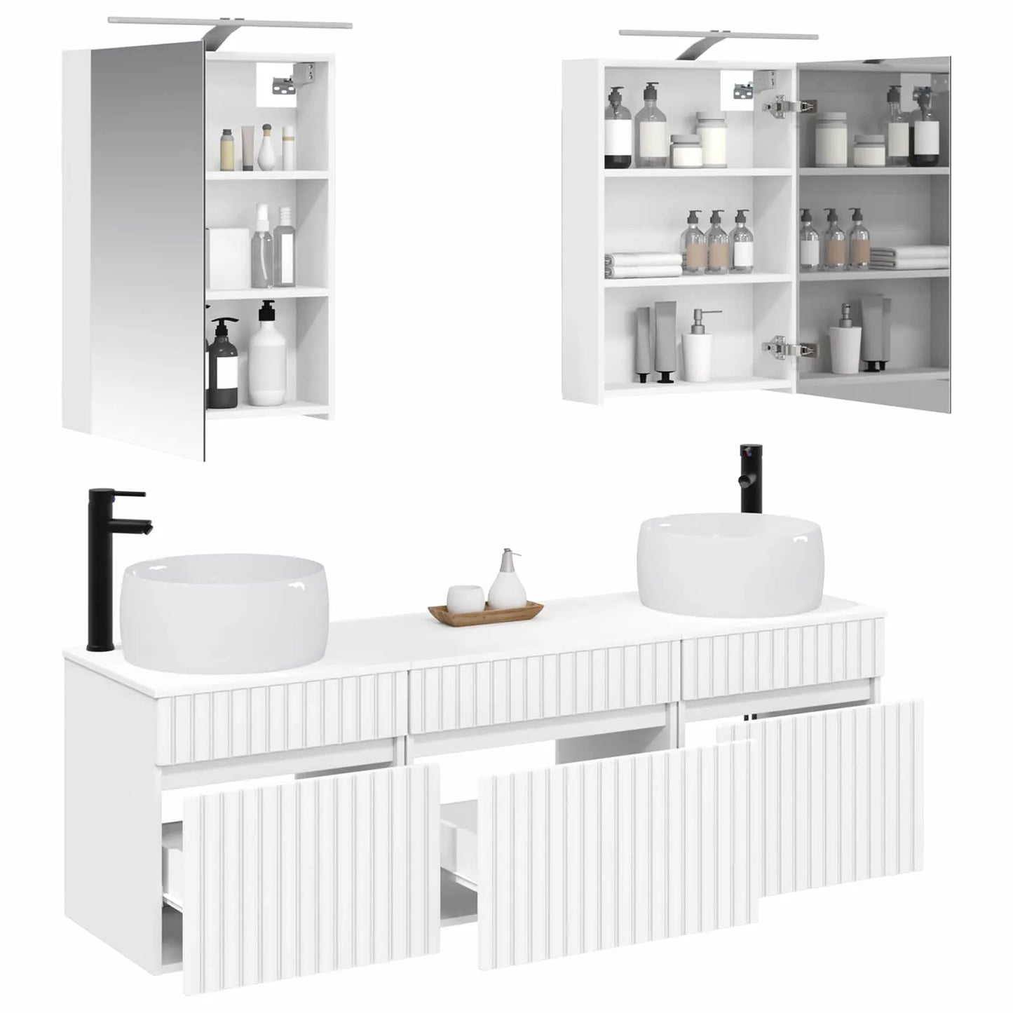 vidaXL Badeværelsesskabsæt 5 pcs Hvid 50 x 14,5 x 70 cm