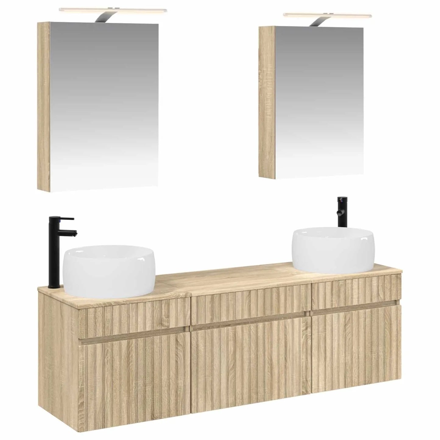 vidaXL Badeværelsesskabsæt 5 pcs Sonoma-eg 50 x 14,5 x 70 cm
