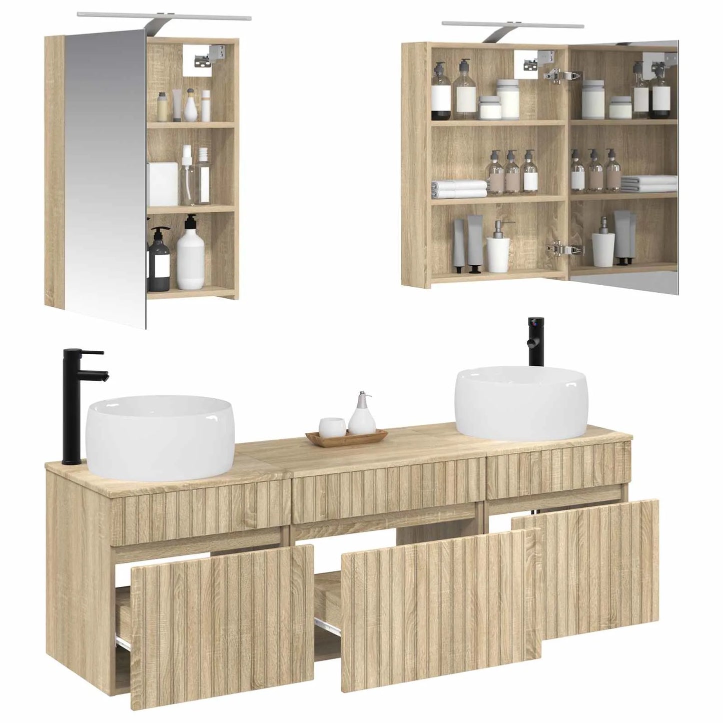 vidaXL Badeværelsesskabsæt 5 pcs Sonoma-eg 50 x 14,5 x 70 cm