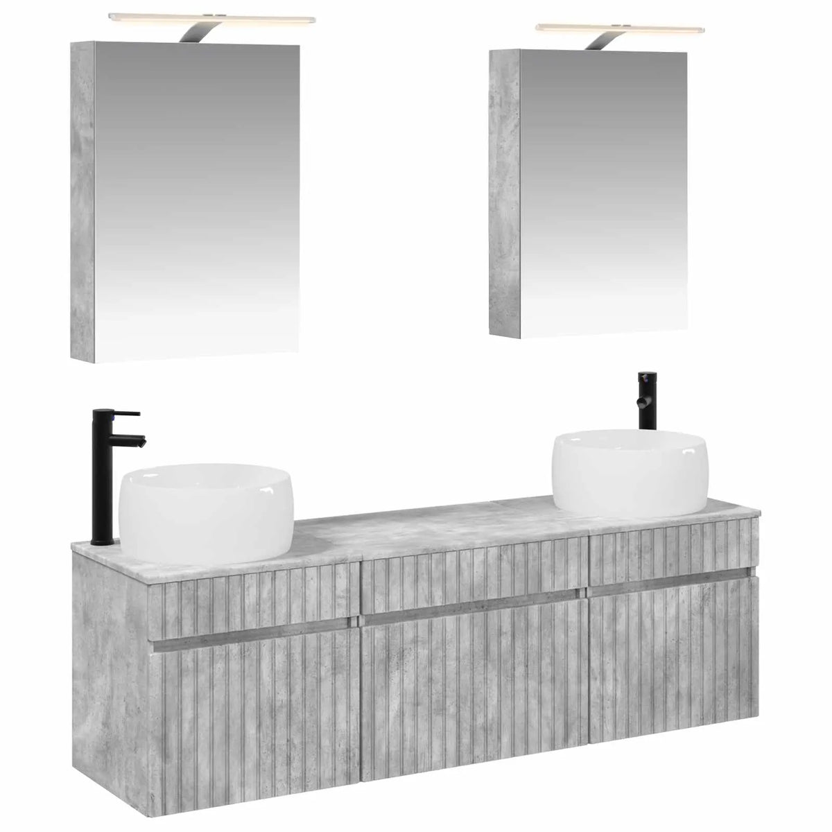 vidaXL Badeværelsesskabsæt 5 pcs Betongrå 50 x 14,5 x 70 cm
