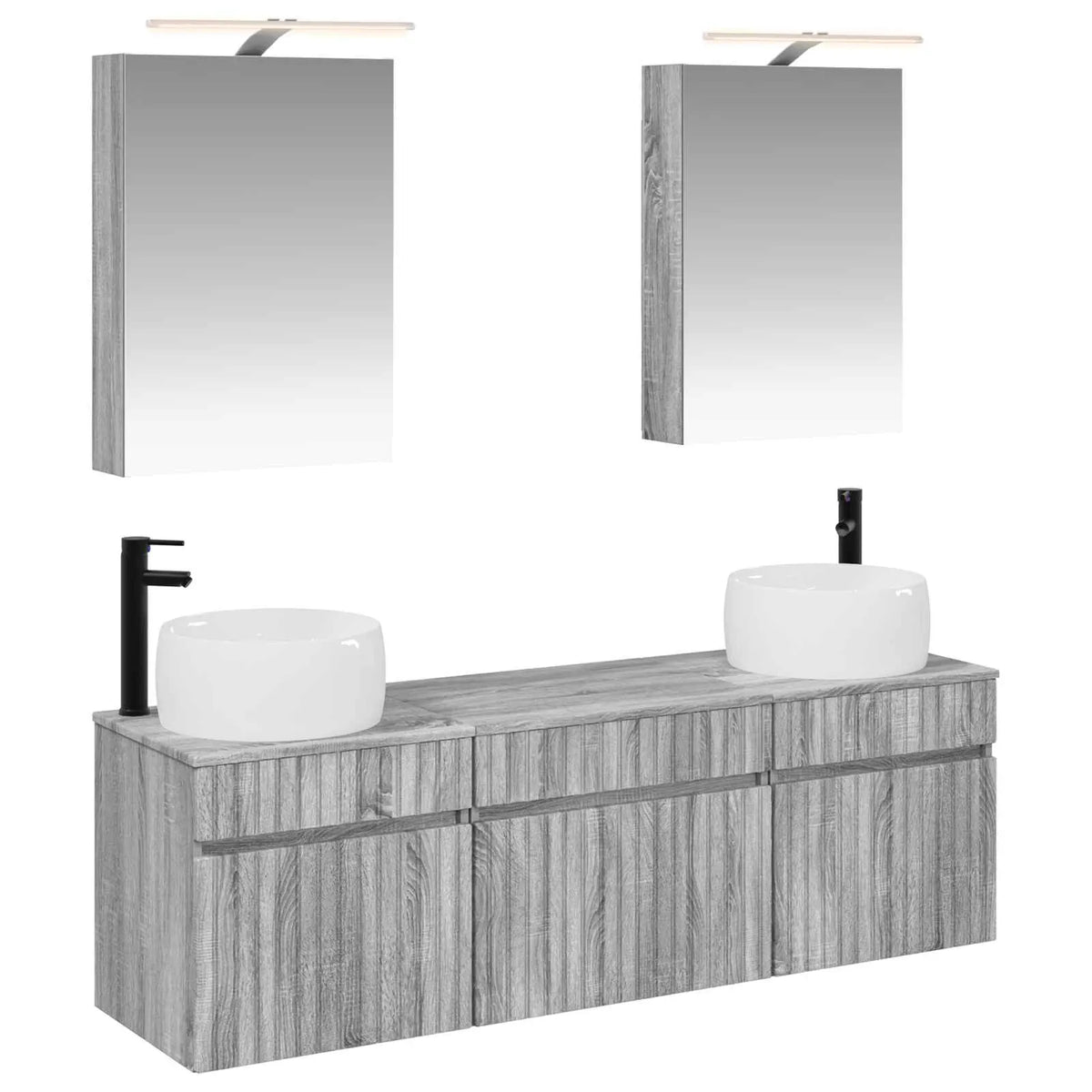 vidaXL Badeværelsesskabsæt 5 pcs Grå Sonoma 50 x 14,5 x 70 cm