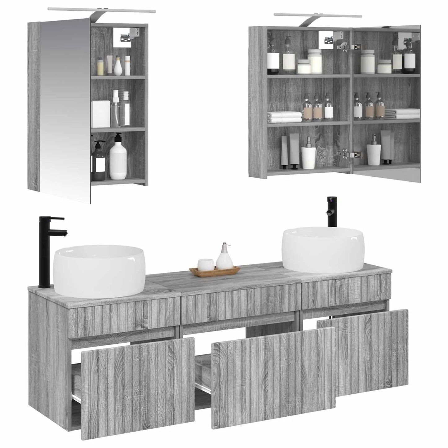 vidaXL Badeværelsesskabsæt 5 pcs Grå Sonoma 50 x 14,5 x 70 cm
