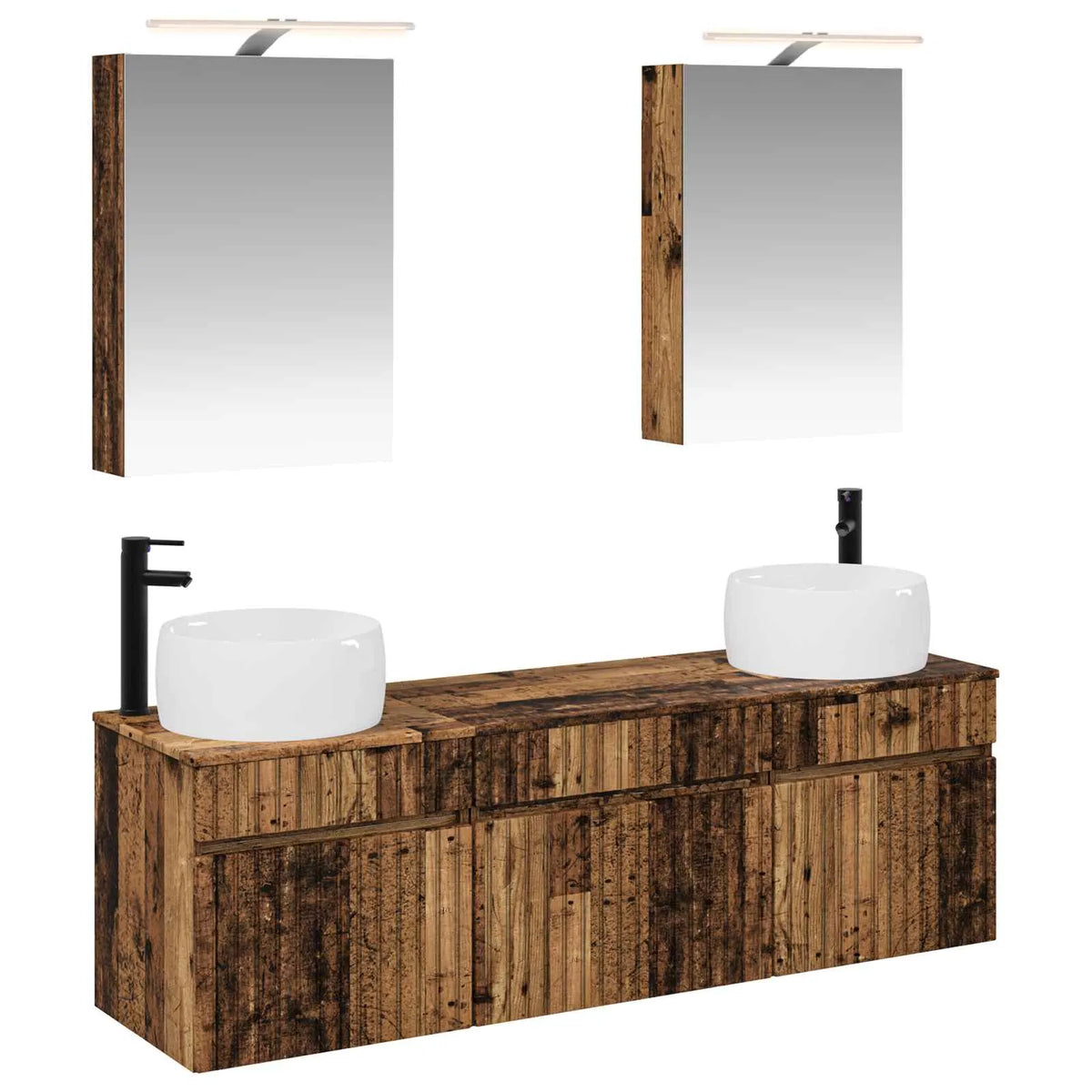 vidaXL Badeværelsesskabsæt 5 pcs Gammelt træ 50 x 14,5 x 70 cm