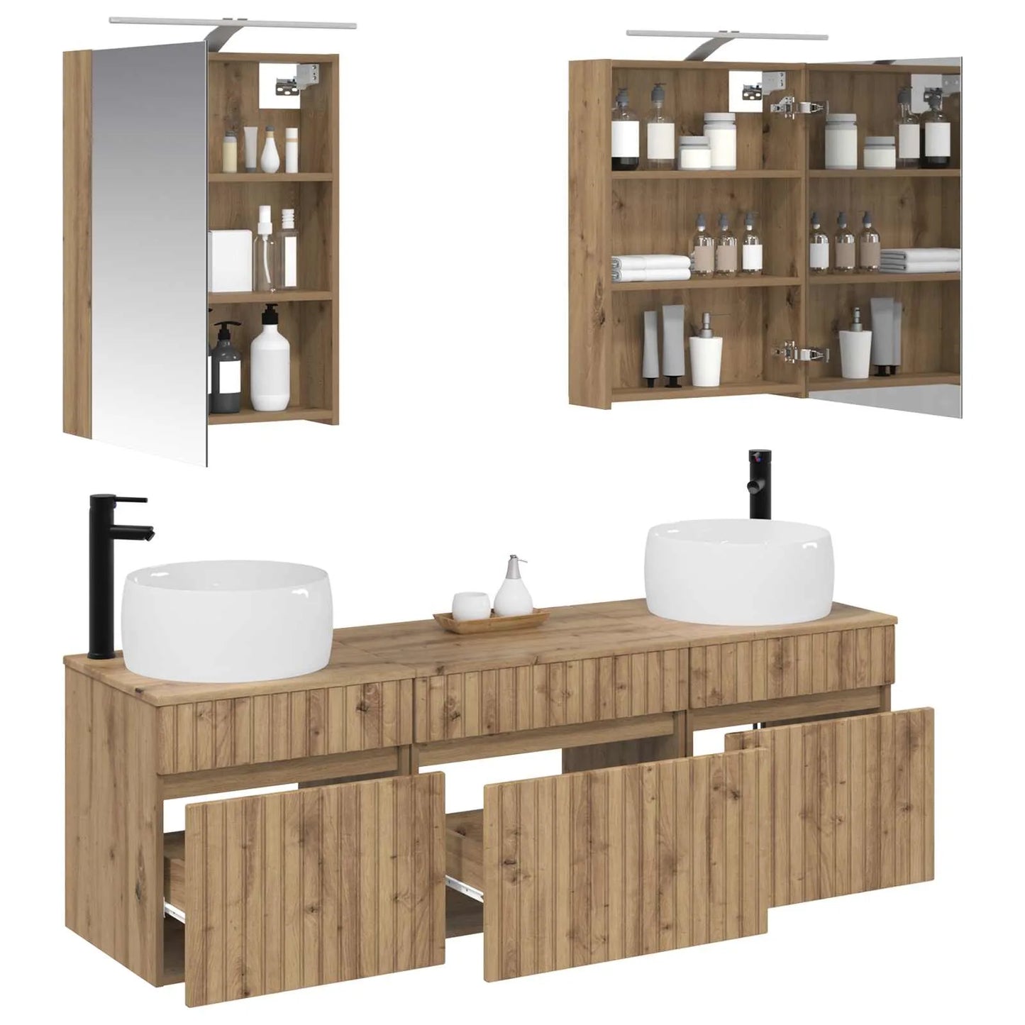 vidaXL Badeværelsesskabsæt 5 pcs Artisan-eg 50 x 14,5 x 70 cm