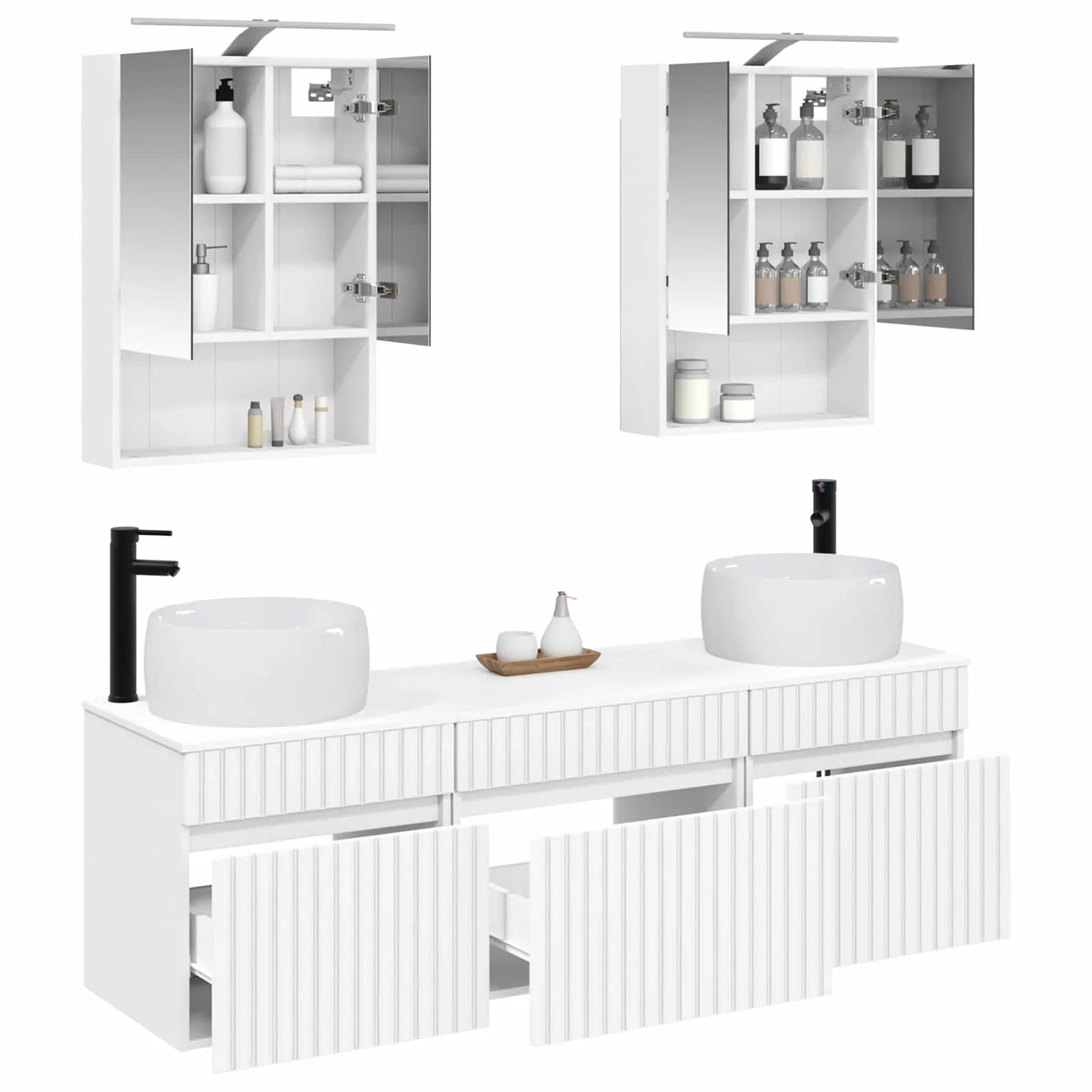 vidaXL Badeværelsesskabsæt 5 pcs Hvid 50 x 14,5 x 70 cm