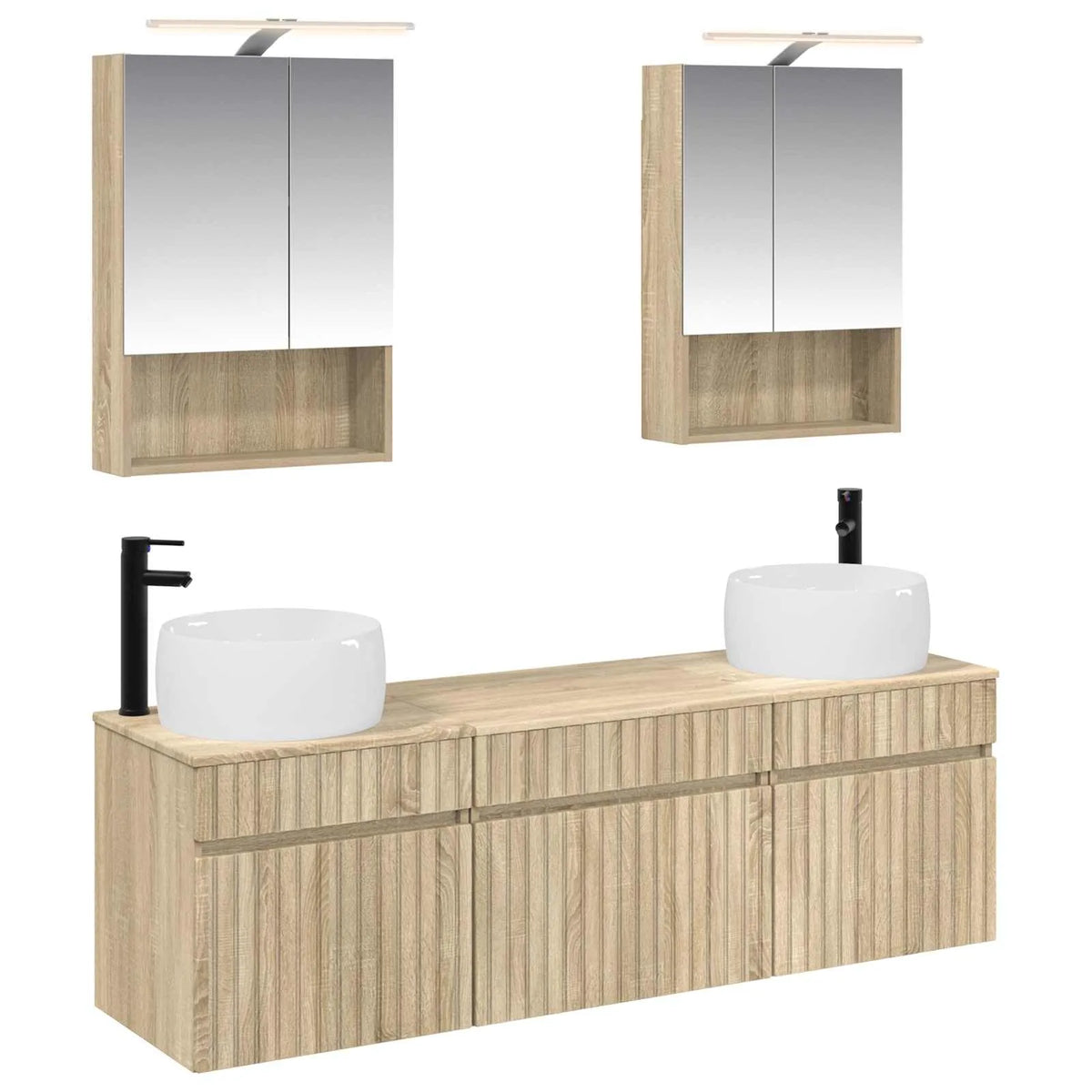vidaXL Badeværelsesskabsæt 5 pcs Sonoma-eg 50 x 14,5 x 70 cm