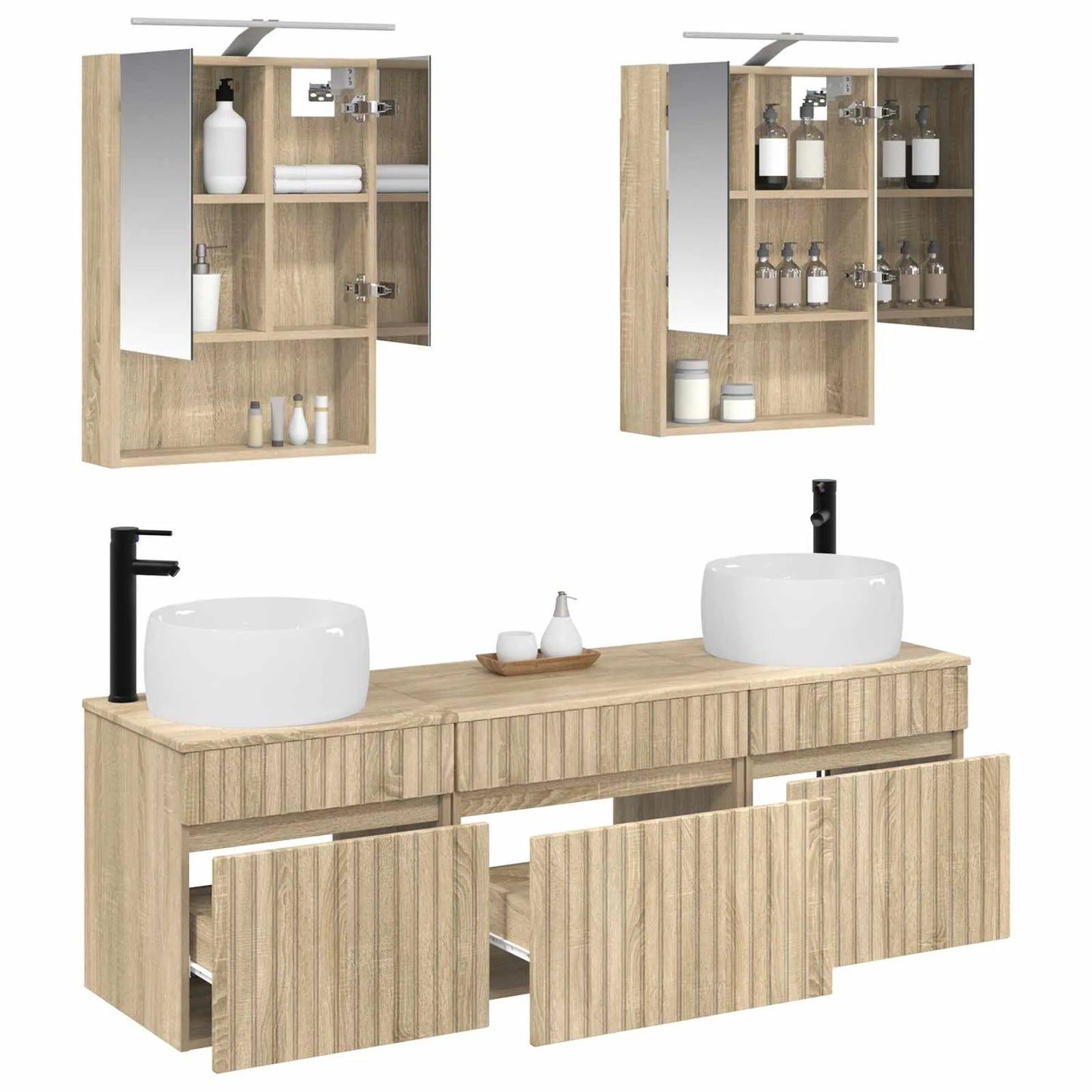 vidaXL Badeværelsesskabsæt 5 pcs Sonoma-eg 50 x 14,5 x 70 cm