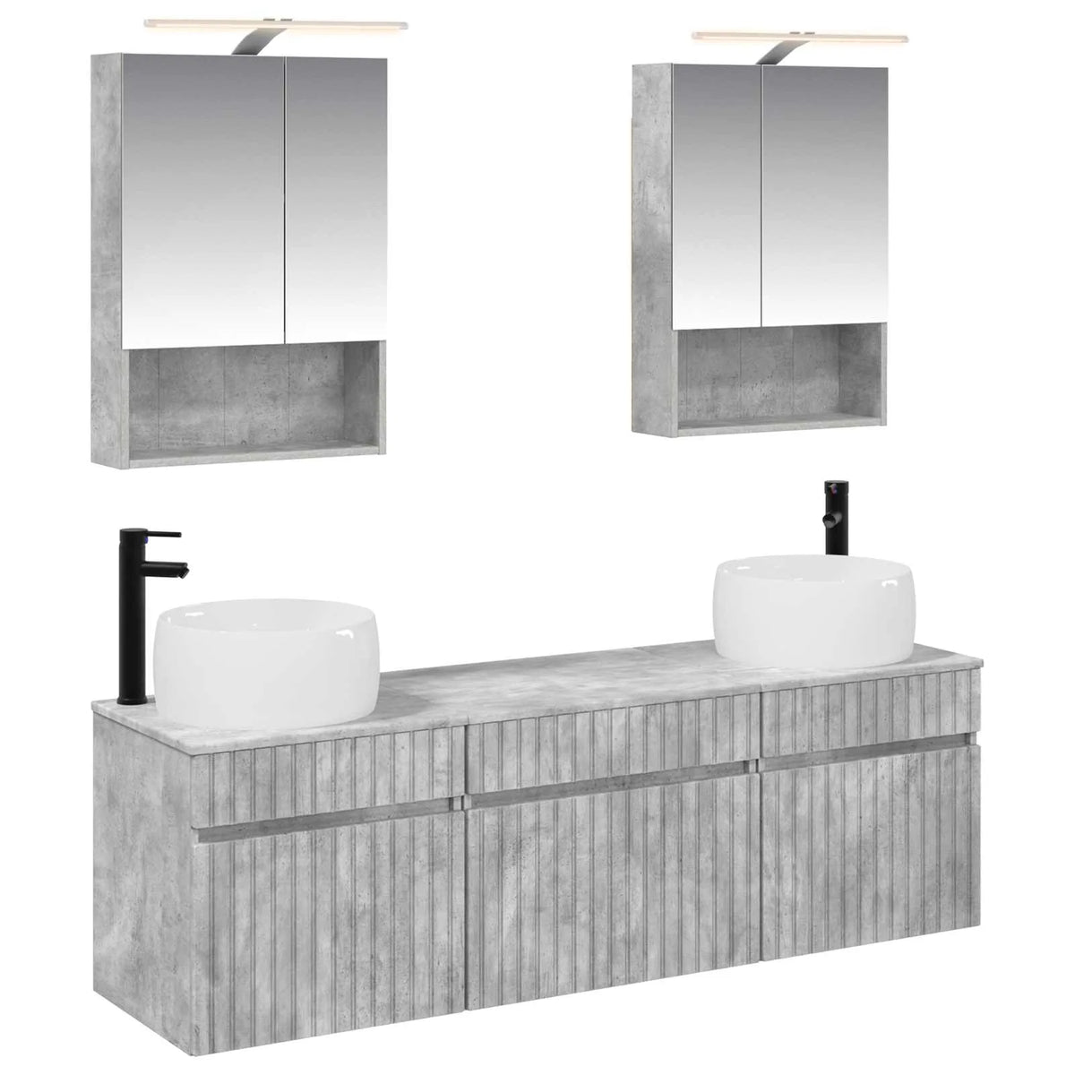 vidaXL Badeværelsesskabsæt 5 pcs Betongrå 50 x 14,5 x 70 cm