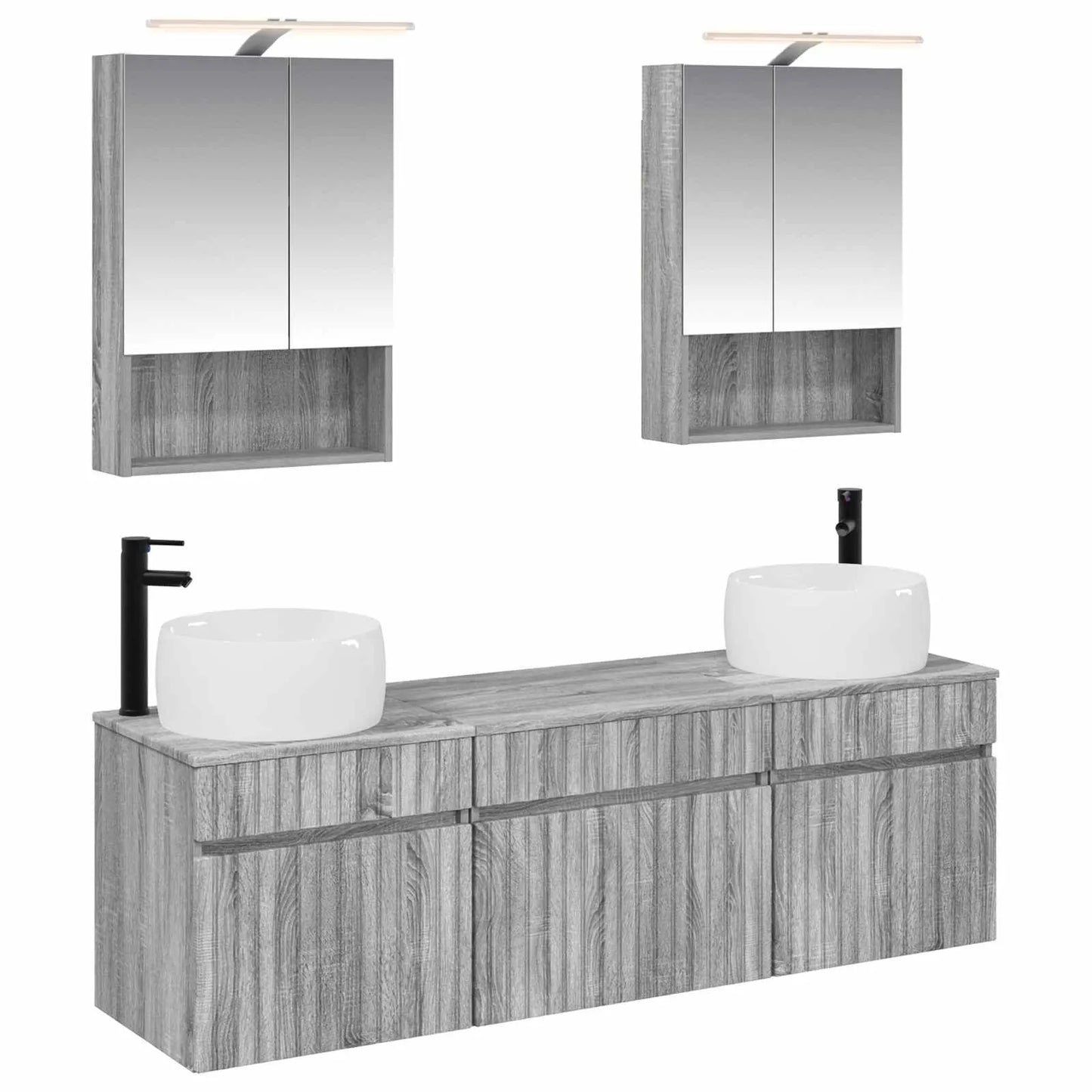 vidaXL Badeværelsesskabsæt 5 pcs Grå Sonoma 50 x 14,5 x 70 cm