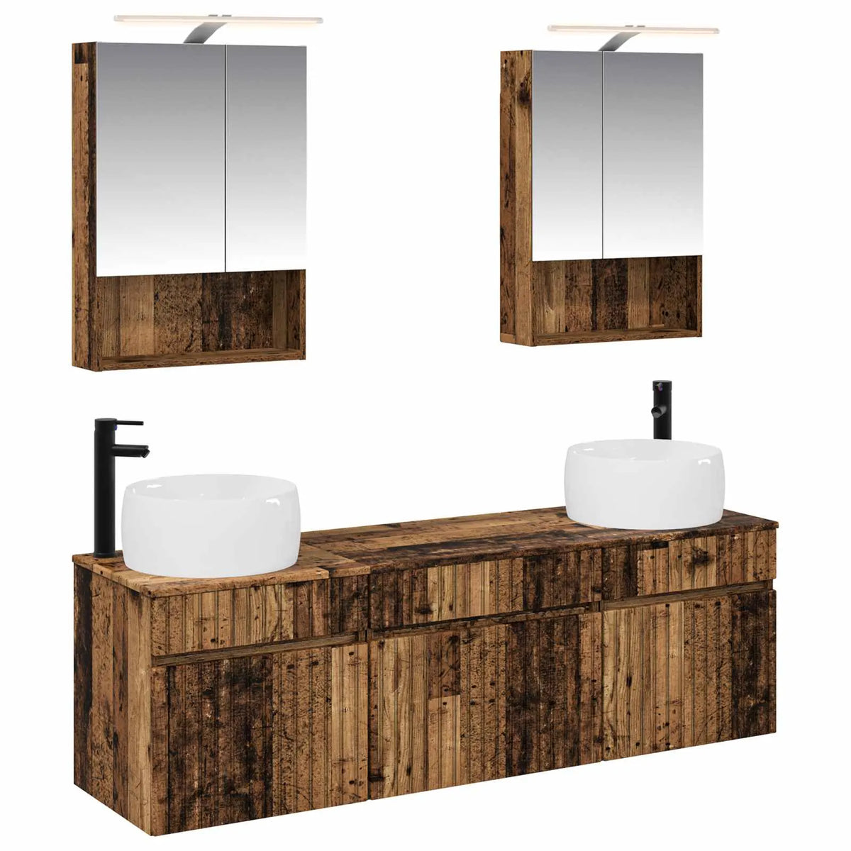 vidaXL Badeværelsesskabsæt 5 pcs Gammelt træ 50 x 14,5 x 70 cm