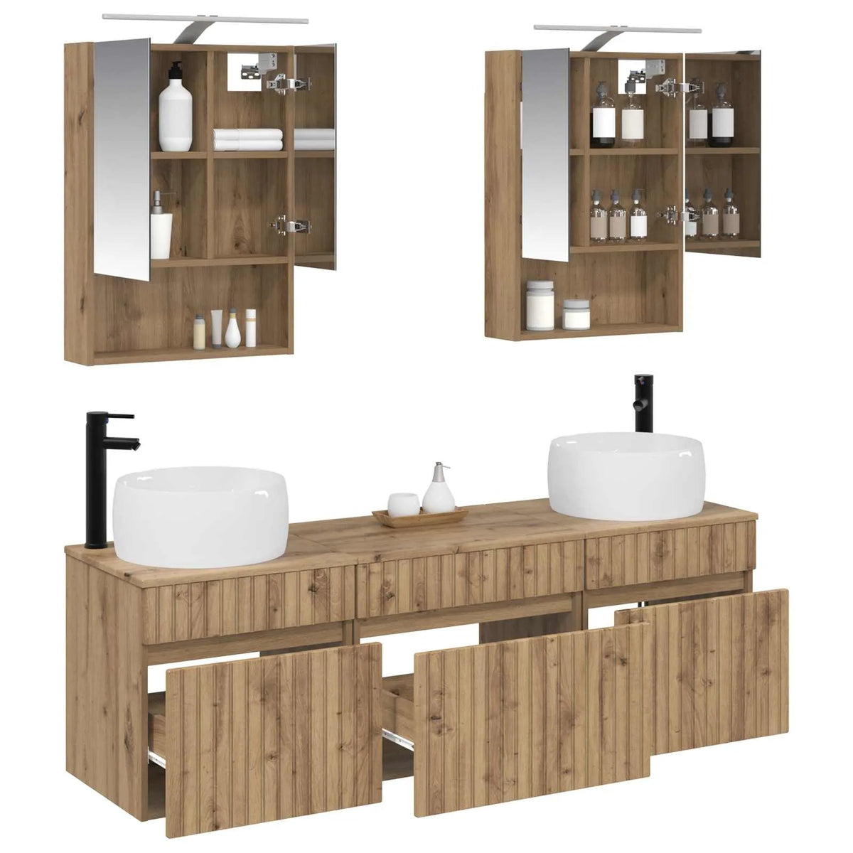 vidaXL Badeværelsesskabsæt 5 pcs Artisan-eg 50 x 14,5 x 70 cm