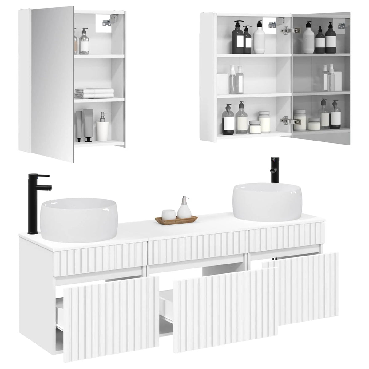 vidaXL Badeværelsesskabsæt 5 pcs Hvid 53 x 15,5 x 70 cm